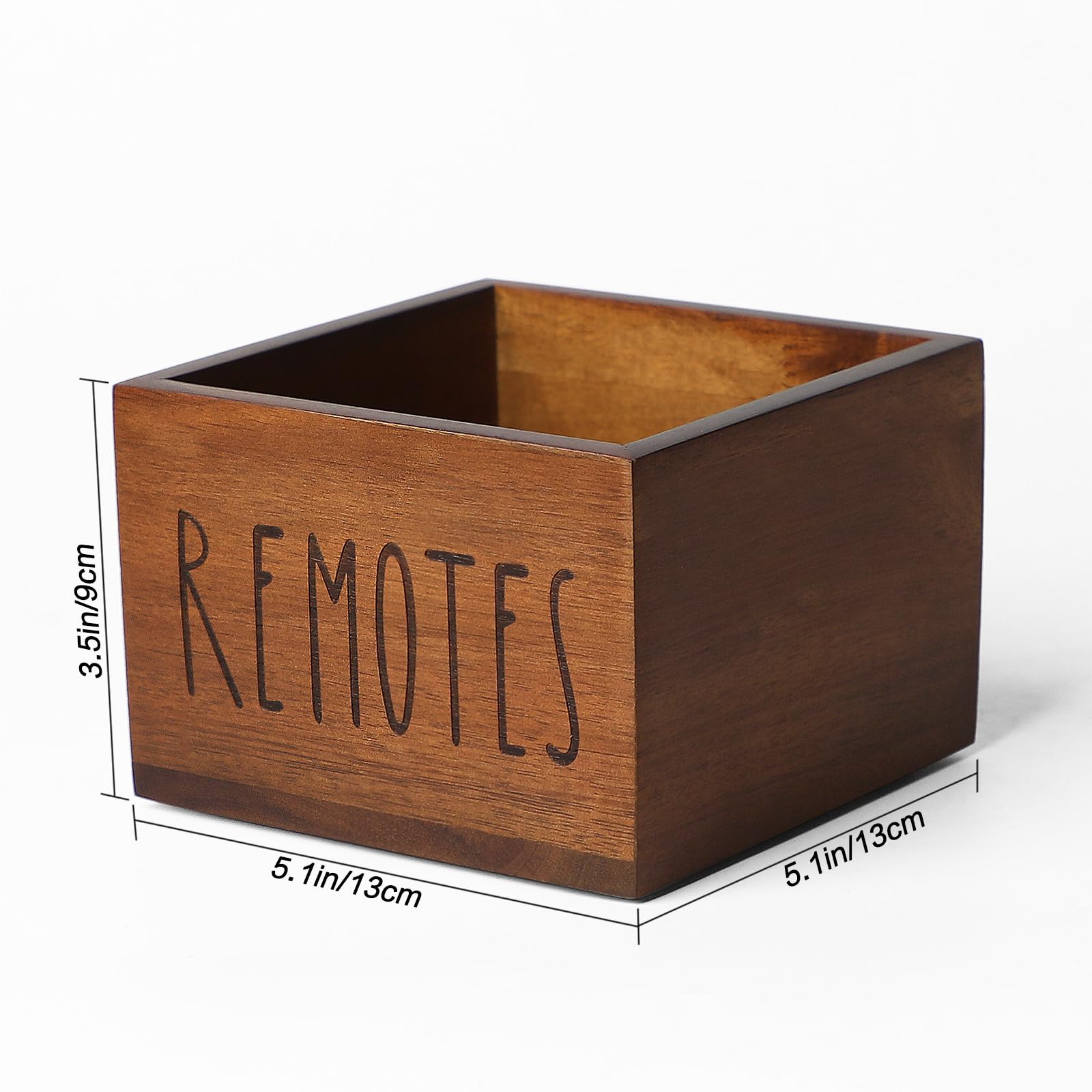 LBEMEY Soporte para control remoto de madera de acacia, soporte para control remoto de TV, organizador remoto para mesa, hogar, sala de estar, dormitorio para caja remota de madera (marrón, M, para