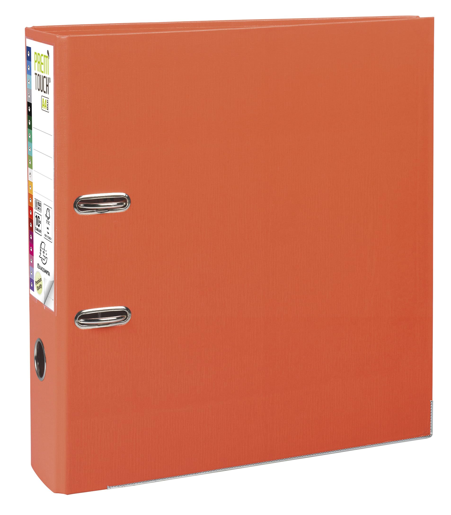 Exacompta 53344E 10er Pack Premium Kunststoff-Ordner Prem´Touch. 8 cm breit DIN A4 MAXI Ringordner Aktenordner Briefordner Büroordner Plastikordner Schlitzordner orange