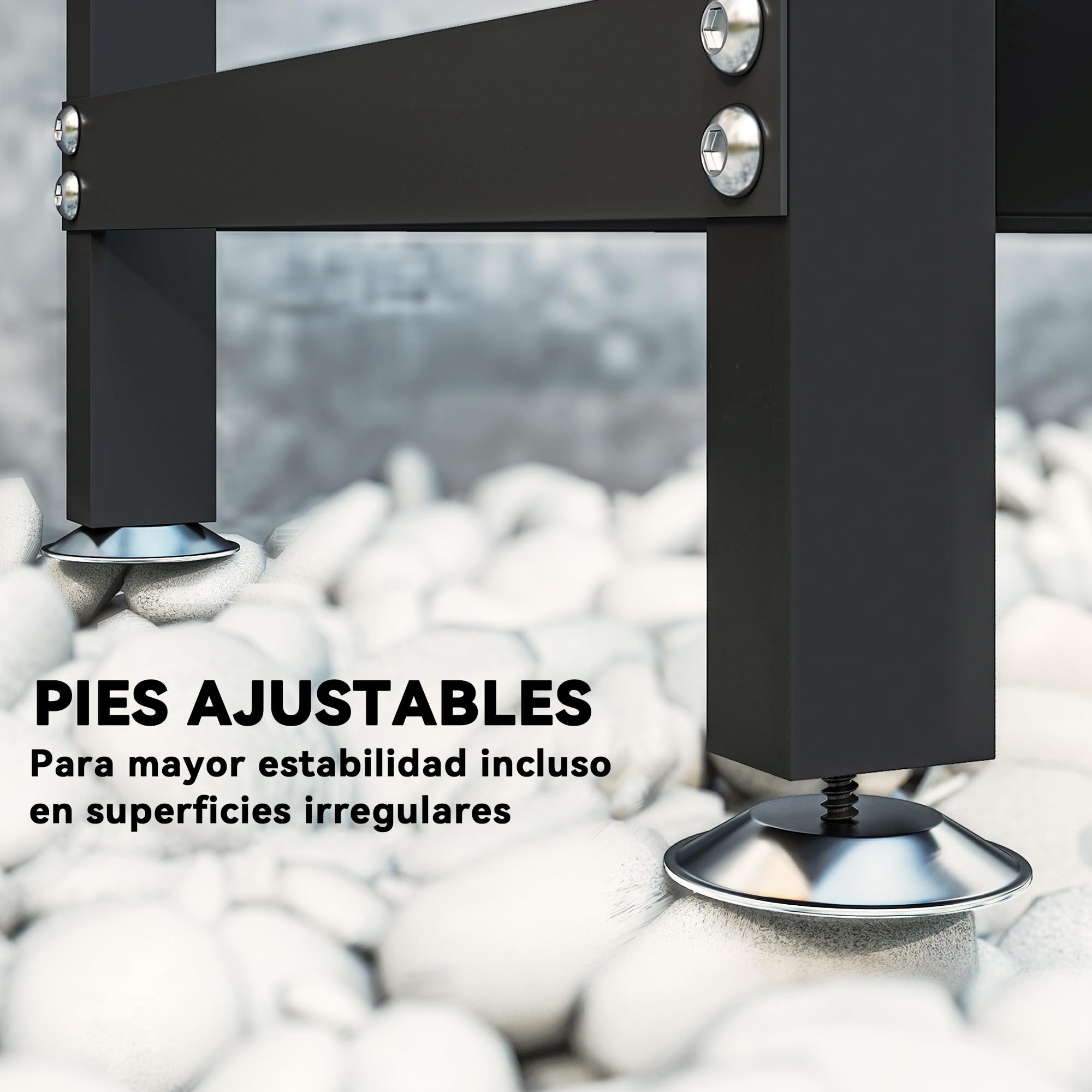 Outsunny Estante de Leña Metálico, 235x31x116 cm, Leñero Exterior con Cubierta Impermeable 600D Oxford, Marco de Acero y Cadenas de Acero, Soporte para Leña de Chimenea, Almacenaje para Madera, Negro