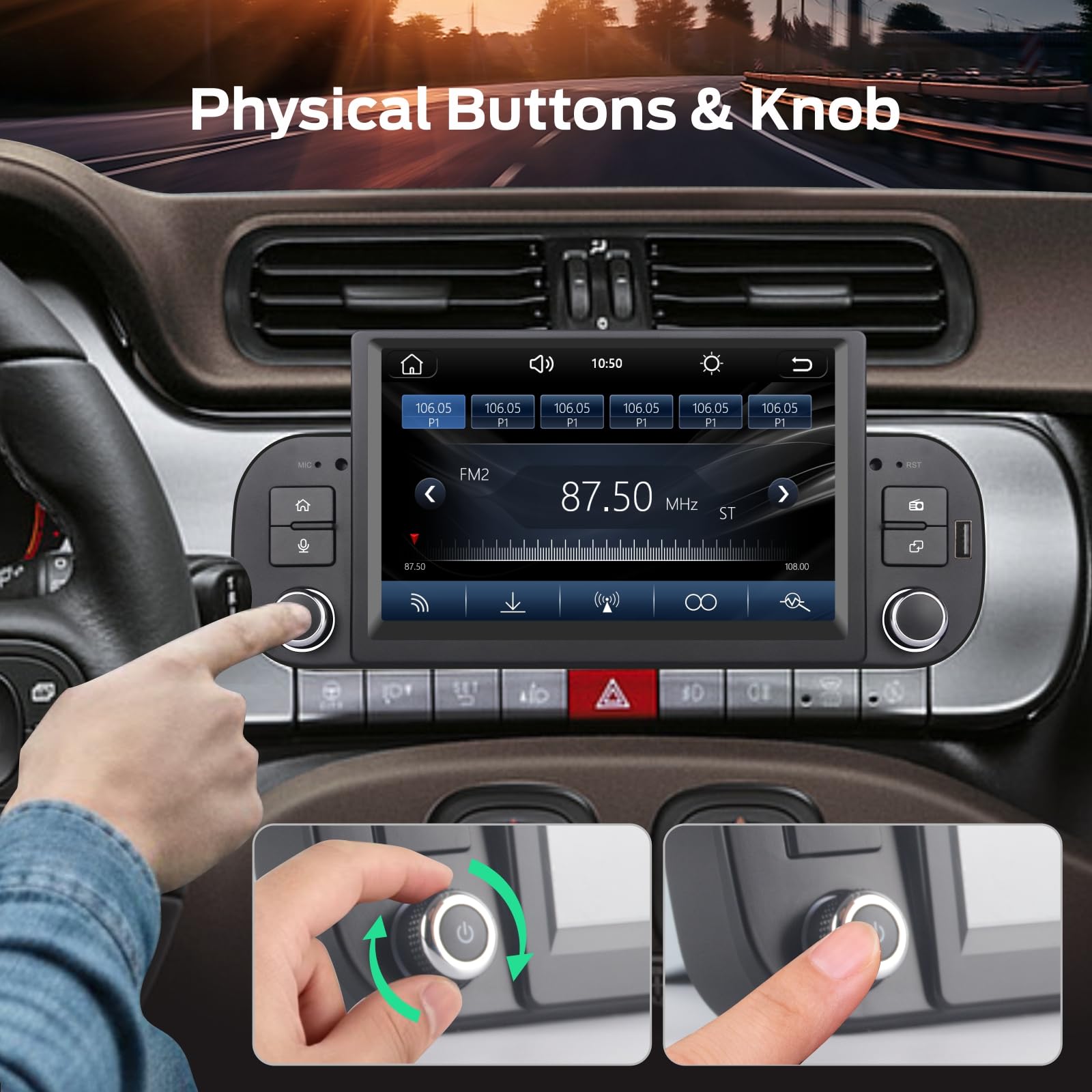 Autoradio Linux per Fiat Panda 2013-2025 con CarPlay Wireless e Android Auto, avvio in 2 secondi, comandi fisici tramite manopola, audio di livello OEM, Porta ISO Plug & Play