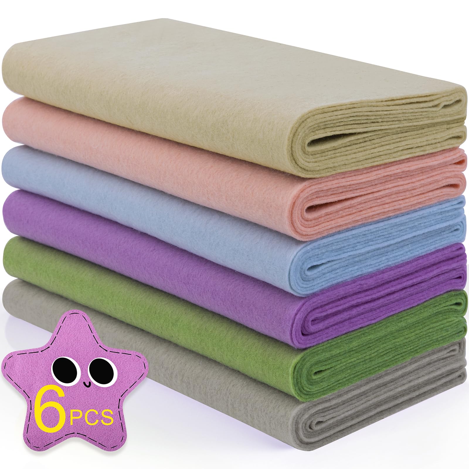 XSEINO 6 Rolls 11.8"x35" 1.4mm Thick Soft Felt Fabric Sheet 6 Assorted Morandi Series Colors Felt Pack for DIY Craft Sewing Squares Nonwoven Patchwork