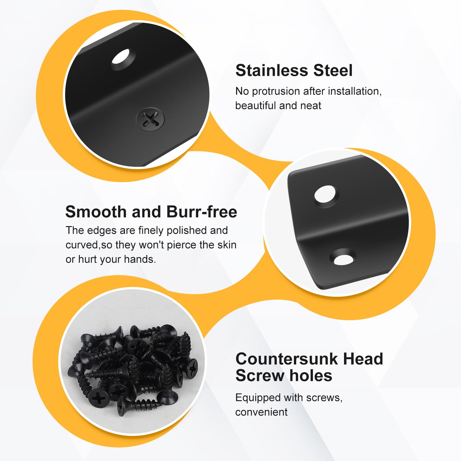 MIGUBIGU Pack of 8 L Shape Angle Connectors, Black, 275 x 27 x 27 mm, 90 Degree Angle Corner Connector, Stainless Steel - Image 3