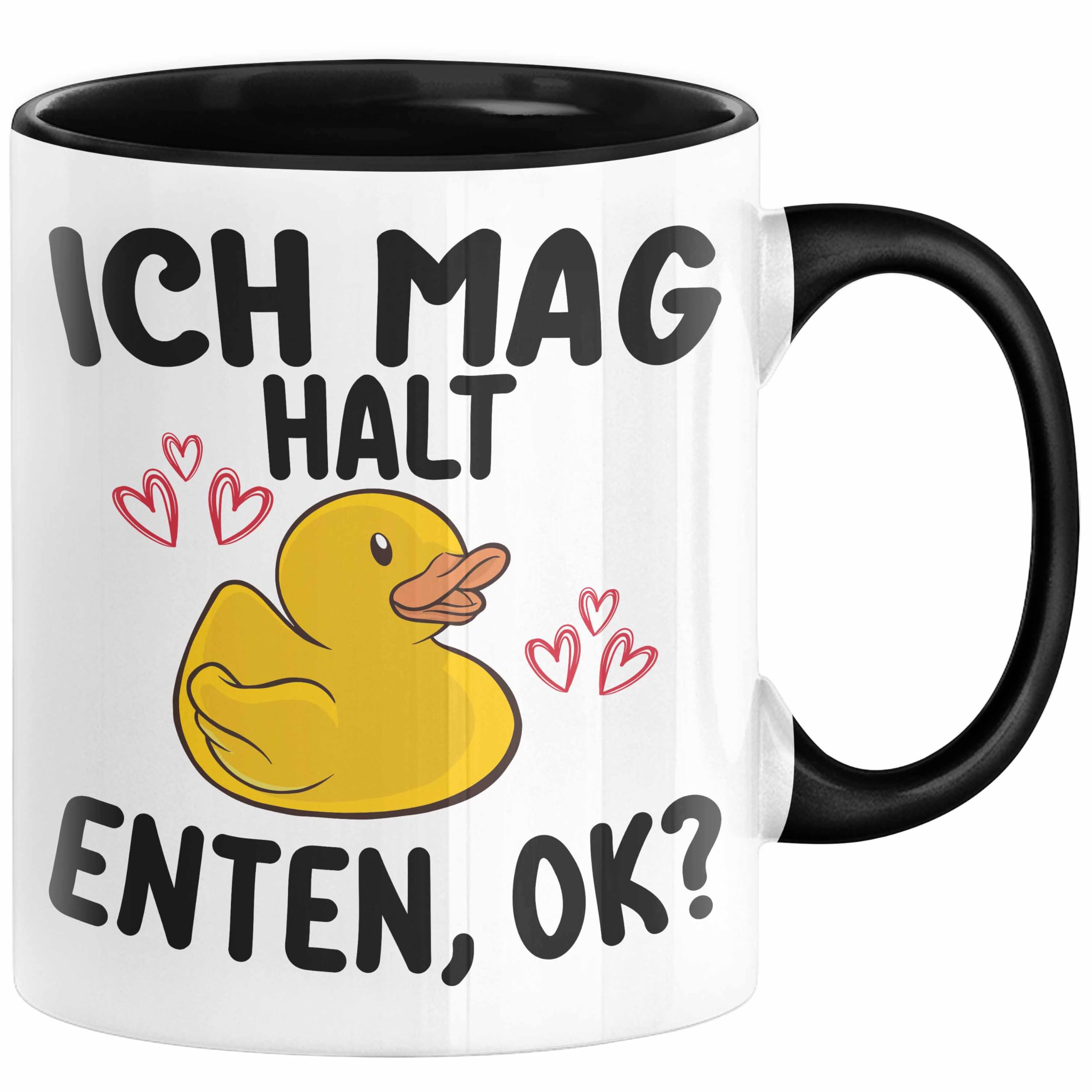 Enten-Liebhaber Geschenk Tasse Ich Mag Halt Enten Ok Kaffee-Becher Häferl (Schwarz) Küche, Haushalt & Wohnen