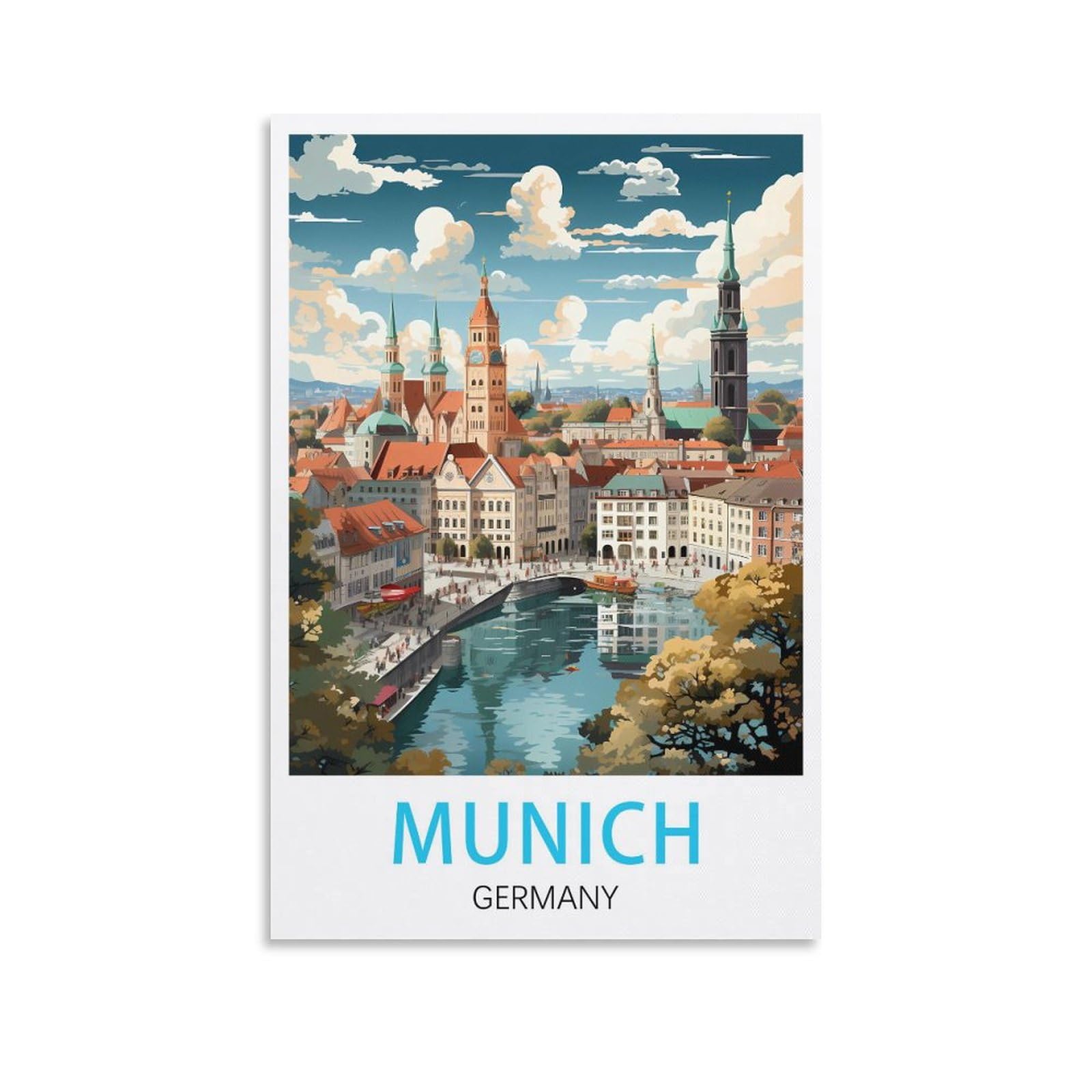 Orbana Unframe-Style Munich Germany Vintage Travel Posters 24X36inch(60X90cm) Canvas Print For Living Room, Bedroom, Dorm, Home, Office Wall Decoration