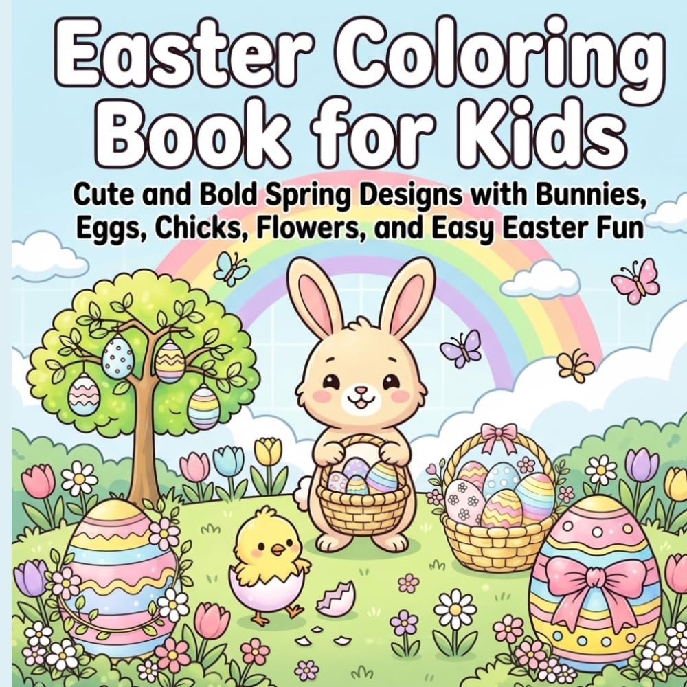 Easter Coloring Book for Kids: Cute and Bold Spring Designs with Bunnies, Eggs, Chicks, Flowers, and Easy Easter Fun
