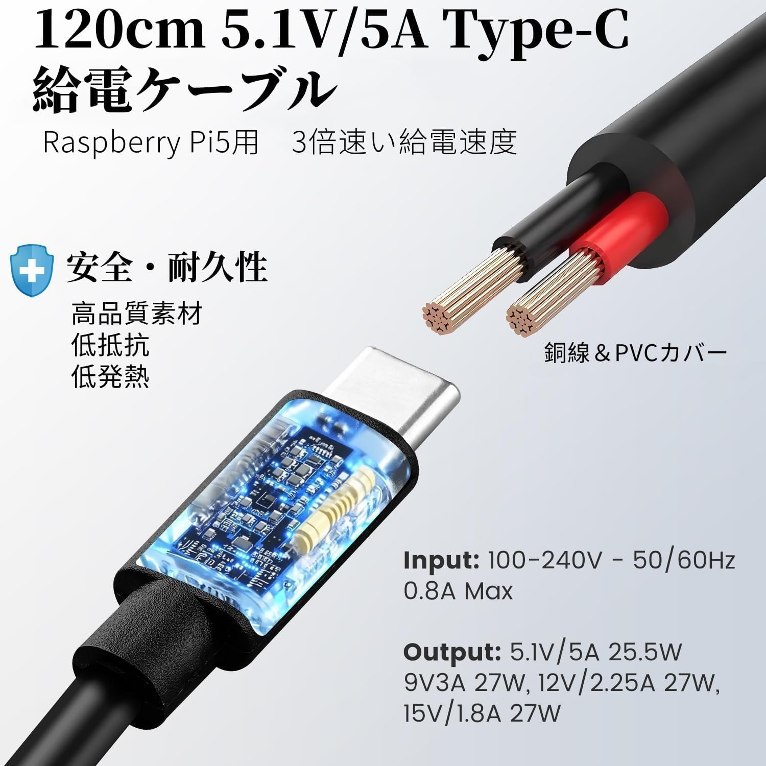 Amazon.co.jp: RasTech Raspberry Pi 5 電源 27W USB-C PD 充電器 GaN