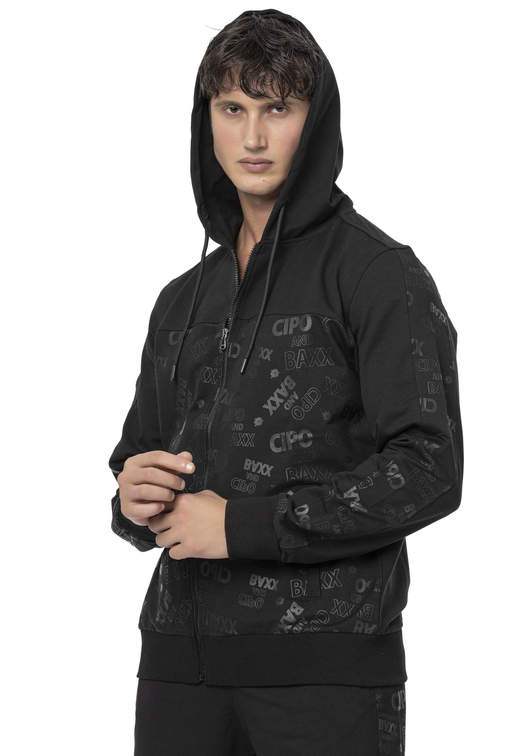 Cipo & Baxx Sudadera con capucha para hombre de la serie – Elegante suéter en estilo moderno casual de calle con cremallera y capucha para el día a día, ocio y fiesta