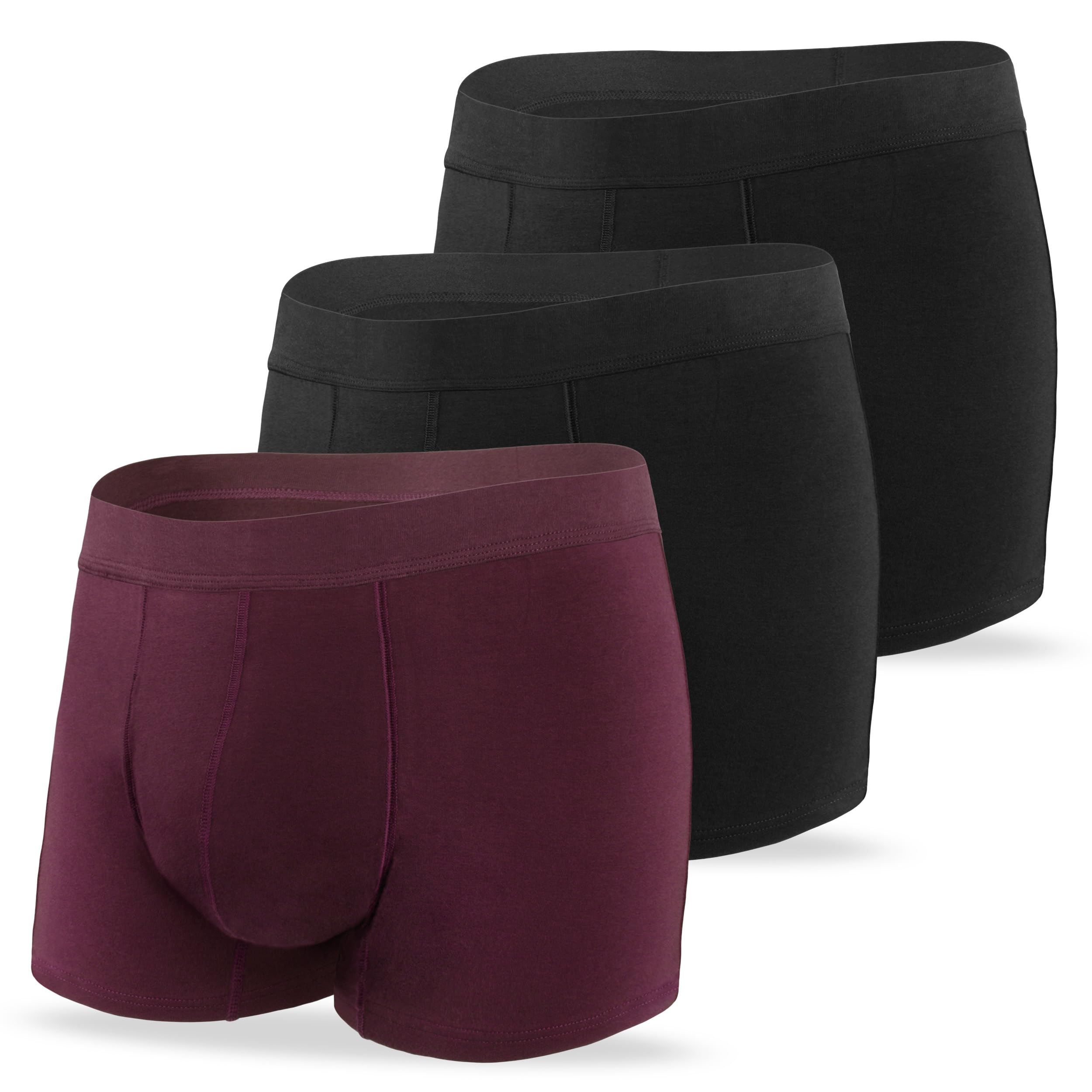 REELINDRY Incontinence Underwear for Men Leak Proof High Absorbency 2.3 oz Odor Control Bladder Leakage Washable Boxer Briefs 3 Pack (2 Black-1 Maroon, XL)