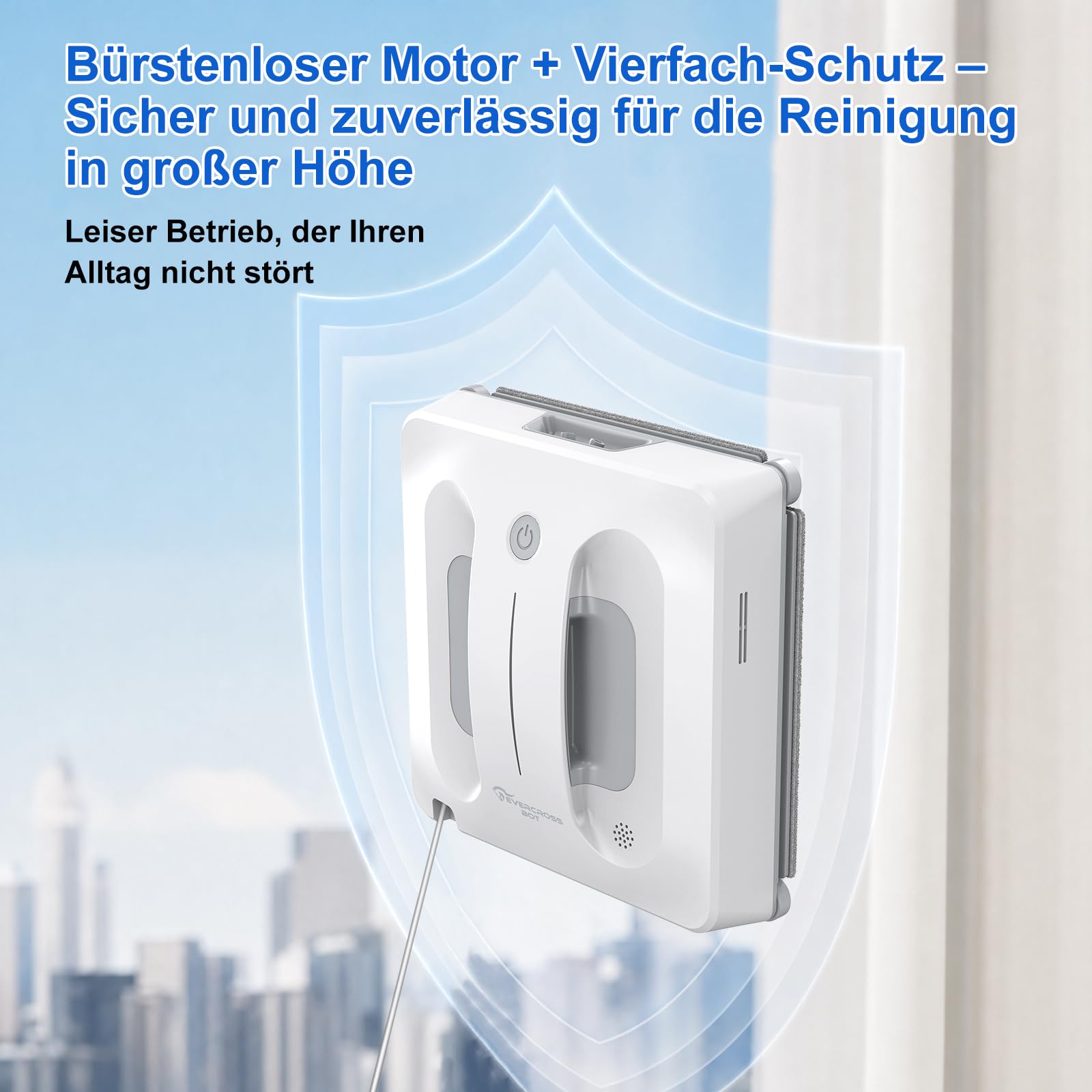 Fensterputzroboter mit 4-Fach Sprühsystem, Automatische Fensterreinigung für rahmenlose & gerahmte Fenster