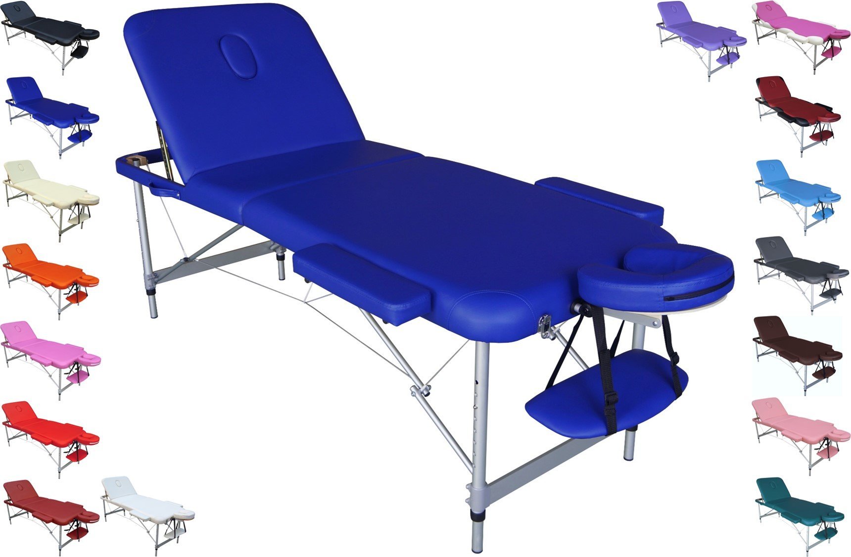 EUROPA Lettino Portatile in Alluminio per Massaggi, Estetica, Tattoo e Terapie - Leggero, Regolabile e Resistente, Ideale per Professionisti e Centri Estetici (Blue)