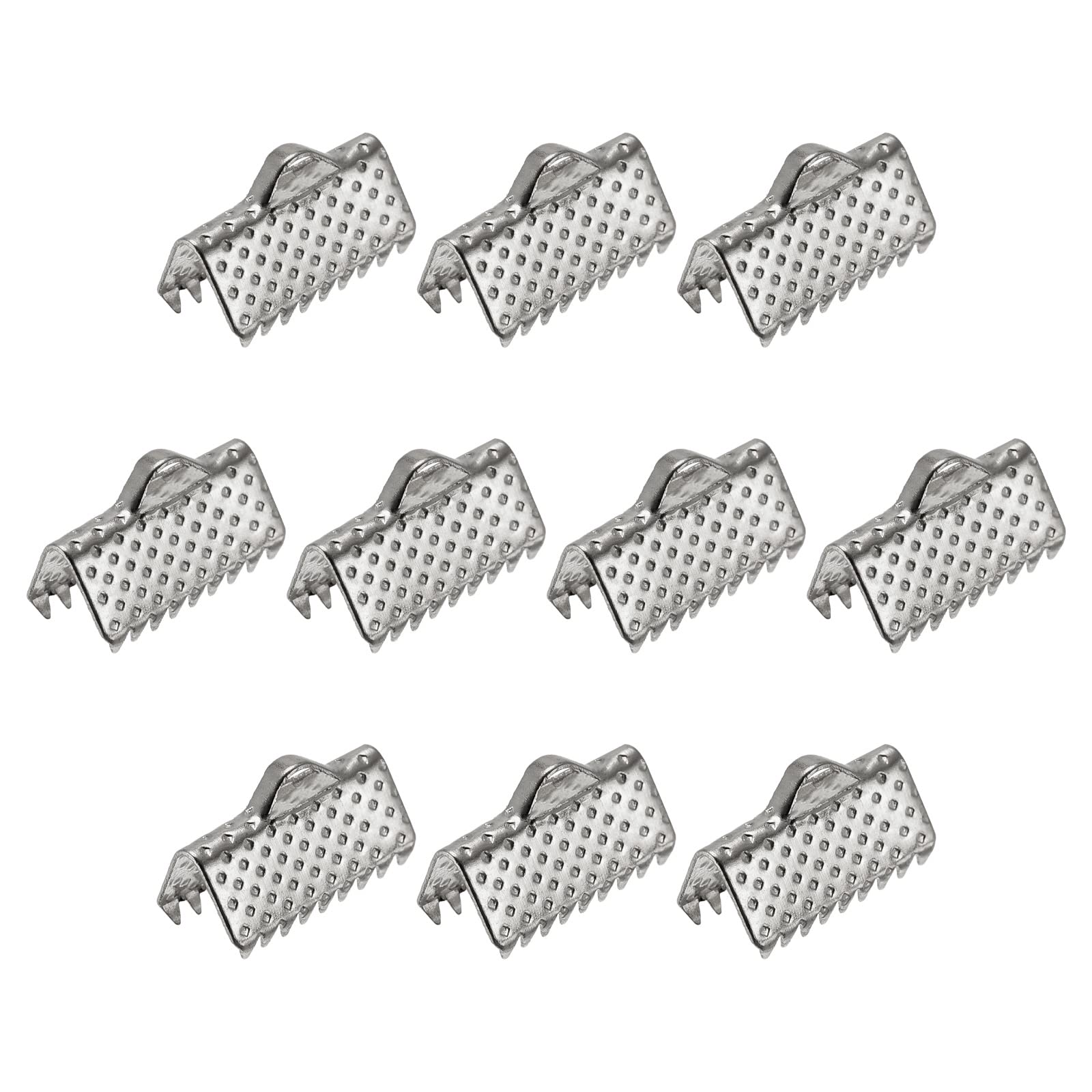 sourcing map 300Pcs Ribbon Crimp Clamp Ends, 10mm Bookmark Pinch Cord End Clasps for DIY Craft Making, Silver White