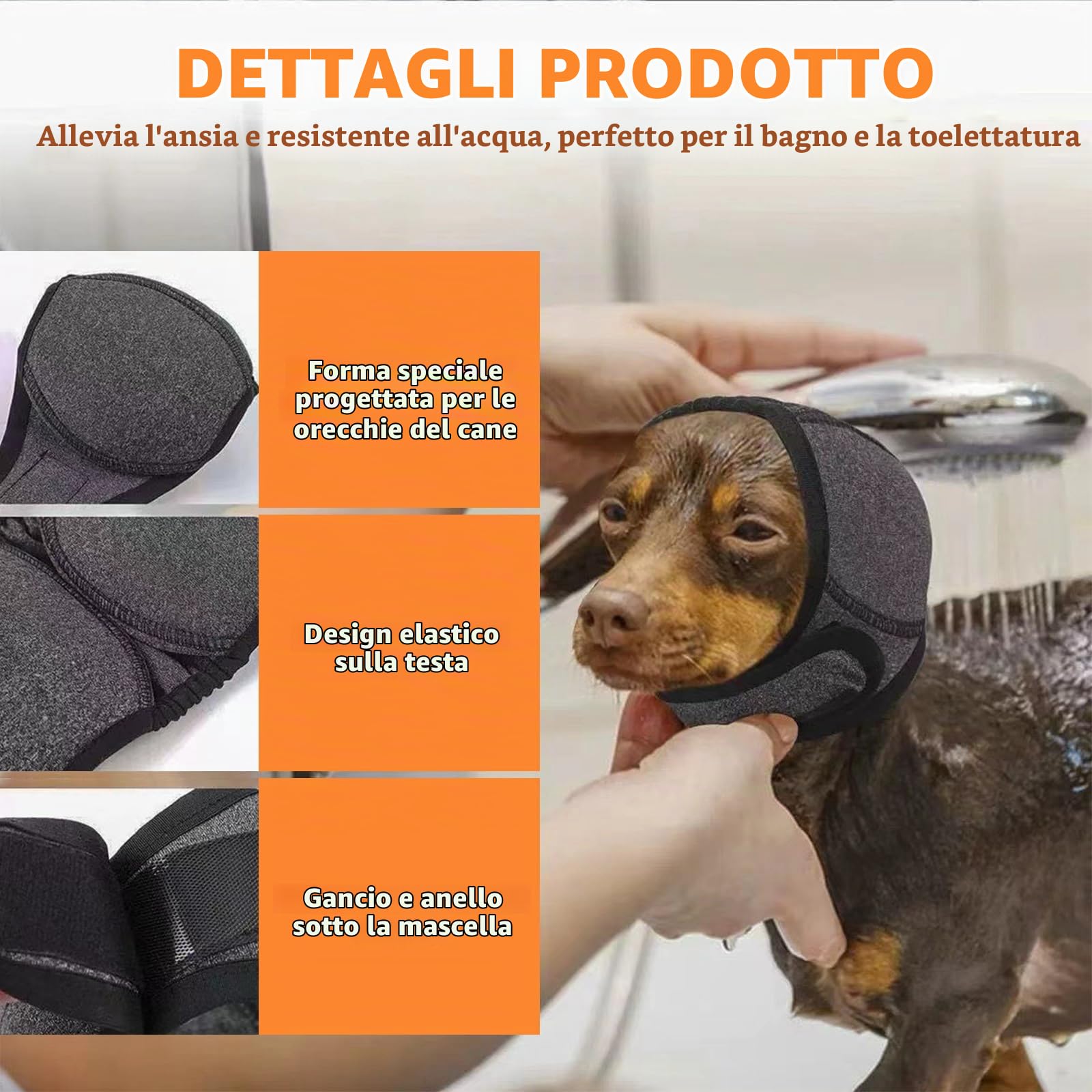 Paraorecchie per Cane, Paraorecchie Cane Regolabile Riduce Rumore Lavabili e Morbidi, Cuffie Antirumore per Cani per Acqua Durante Il Bagno Invernali e Toelettatura Toelettatura Bagno Nuoto