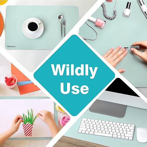 Miniatura 6 de Resiners Tapete extra grande de silicona y cuero para manualidades, 26.4 x 15.7 pulgadas, de resina de doble cara, almohadilla de trabajo