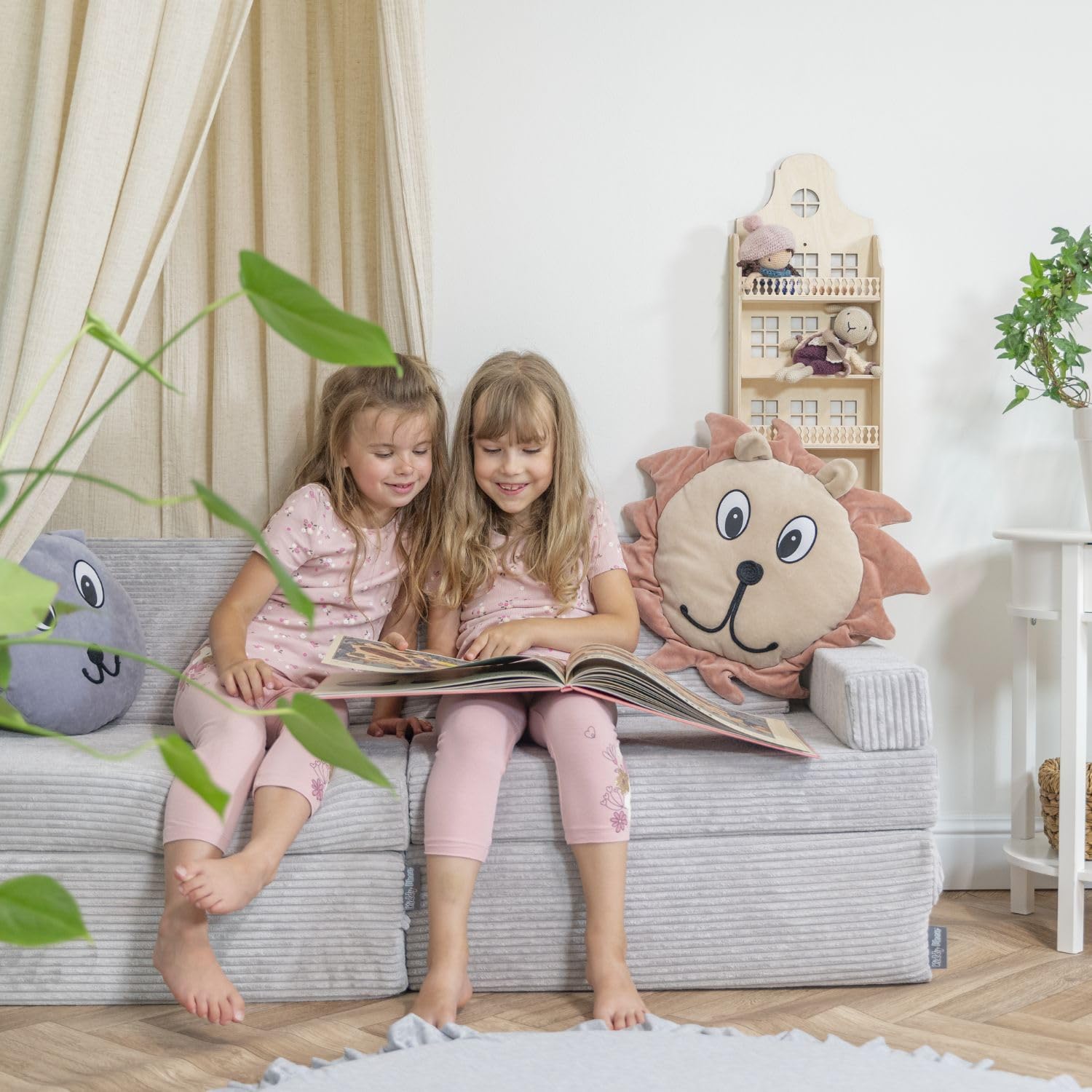 KiddyMoon Canapés Pliant pour Enfants Canapé-Lit Convertible Bébés-Canapé Lit Coucher Salle De Jeux Pliable Matelas Au Sol Mini-Canapé Chaise-Lit, Gris Foncé