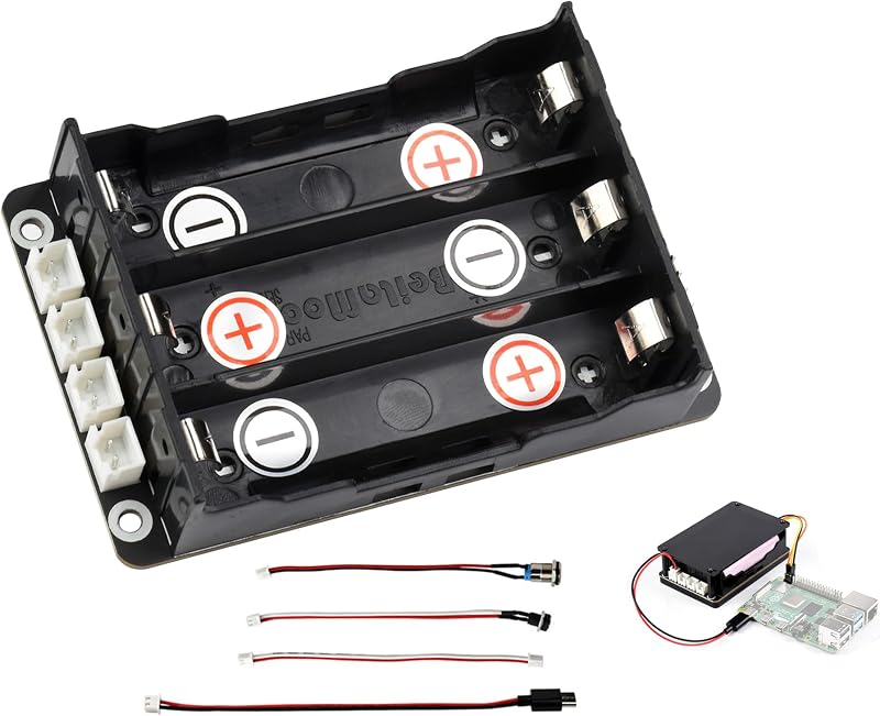 UPS HAT Module Compatible with Raspberry Pi 5/4B/3B+,3S & 5V 5A Output | Uninterruptible Power Supply, Supports Charging and Power Output at The Same Time, Adapting Various Interfaces via Cables