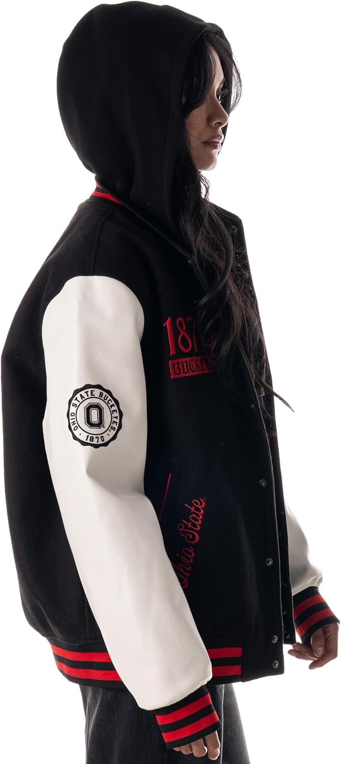 The Wild Collective Unisex Ohio State Varsity Jacket with Hood - Image 5