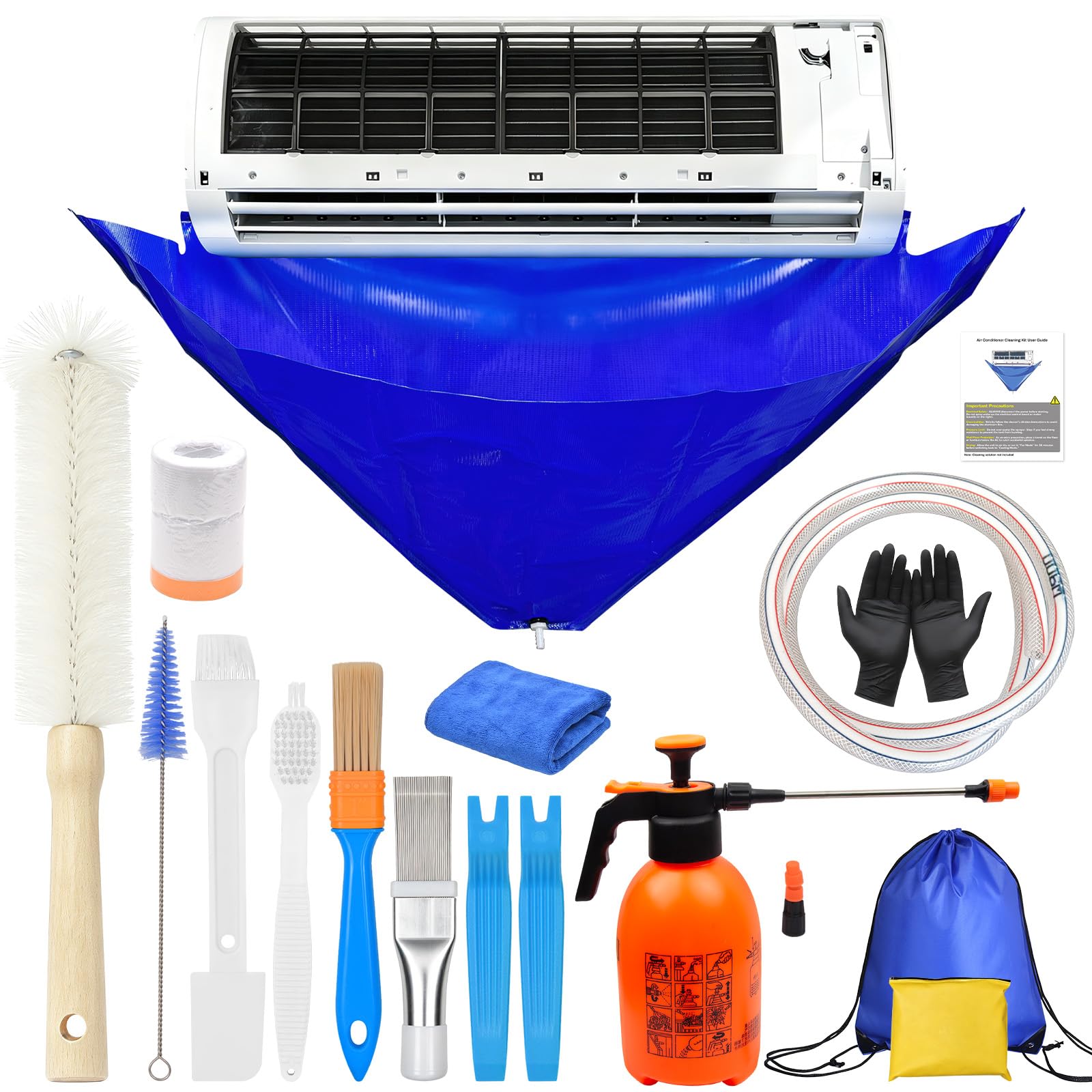Outils muraux pour climatiseur avec sac PVC étanche et pulvérisateur 2L