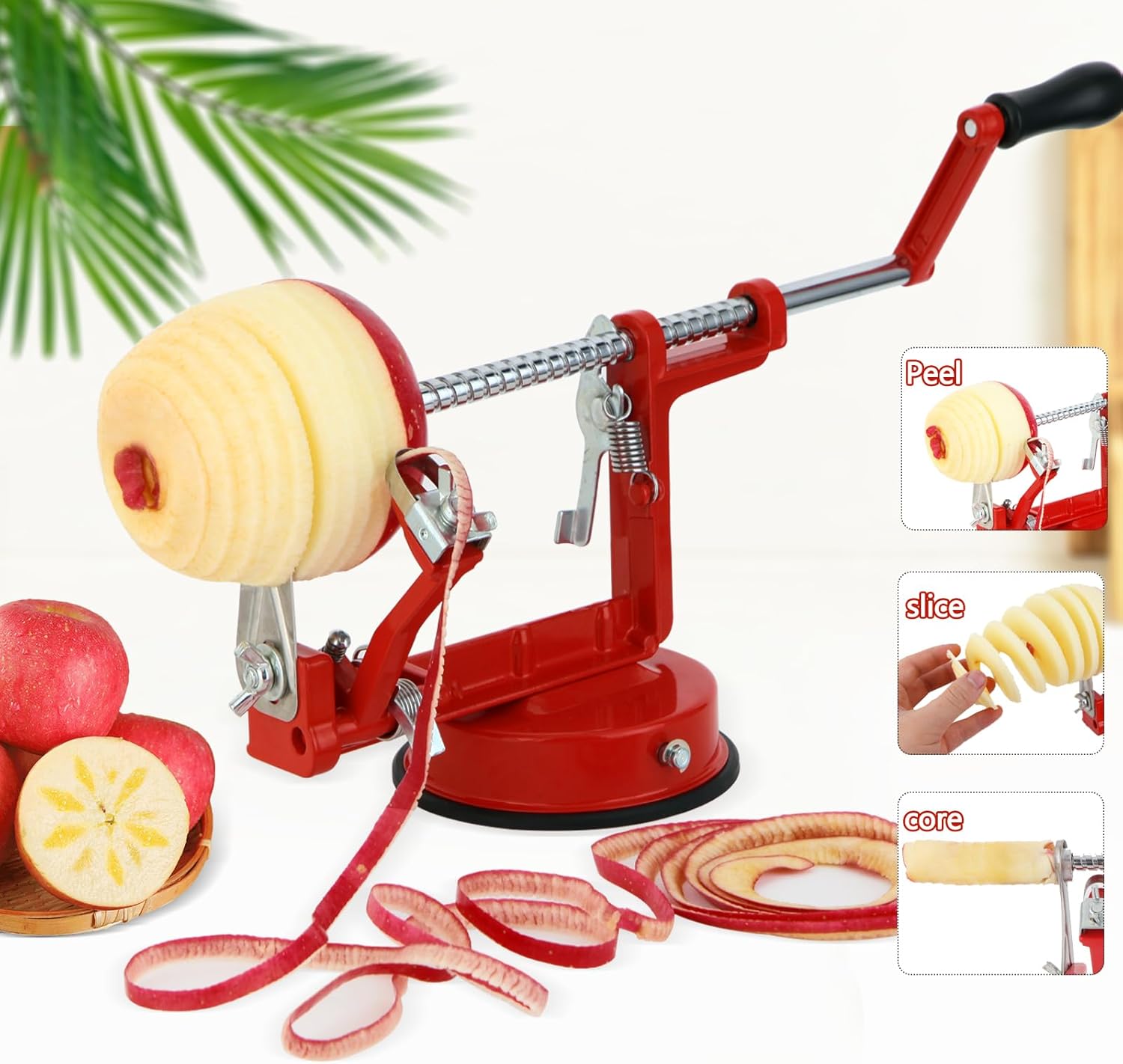 Apple Peeler and Core Remover, Stainless Steel Blade Apple Slicer, Fruit Cutting Machine, Convenient and Interesting Creative Kitchen Tool Gift,Comes with Replacement Blades