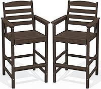 Vista 20 de SERWALL Juego de 2 sillas Adirondack altas con mesa de conexión, color gris