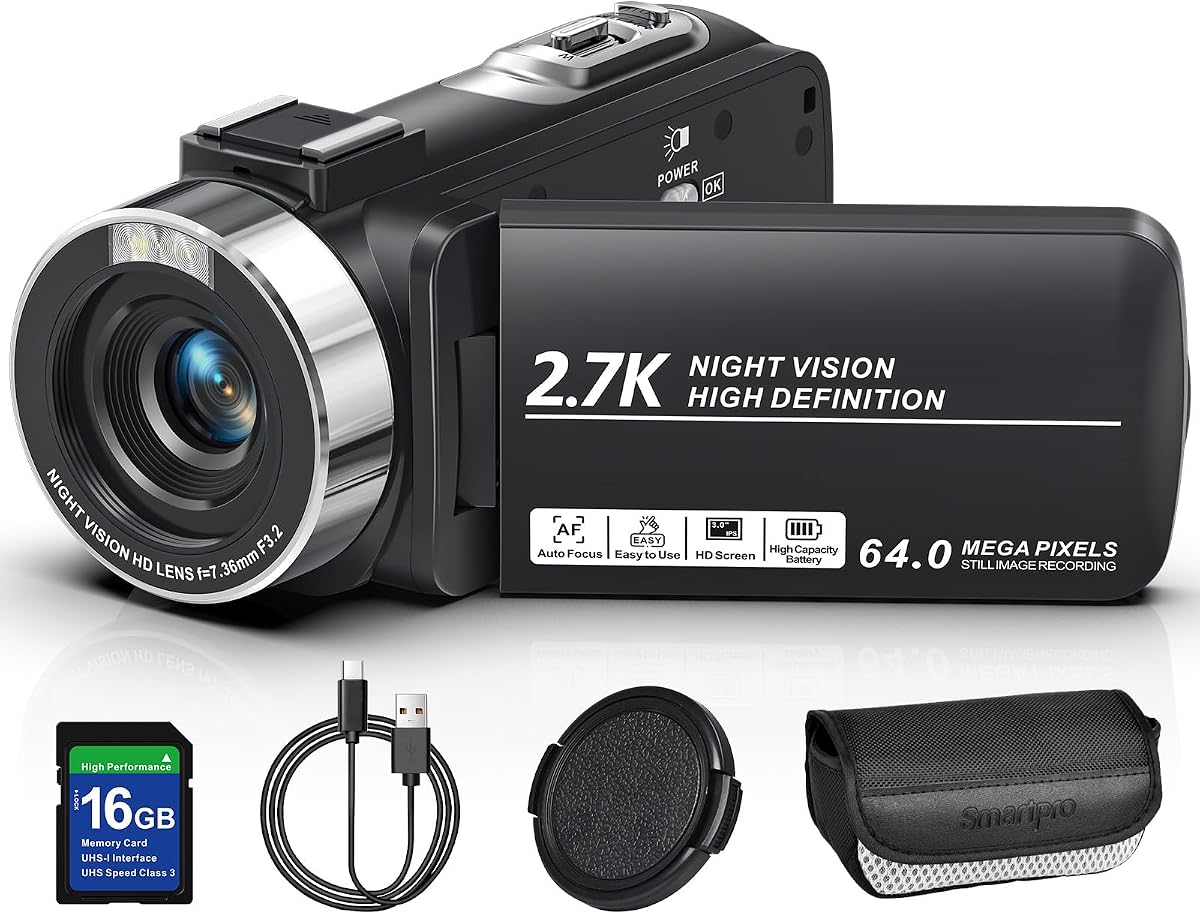 2.7K 64MP Video Camera Camcorder IR Night Vision YouTube Vlogging Camera