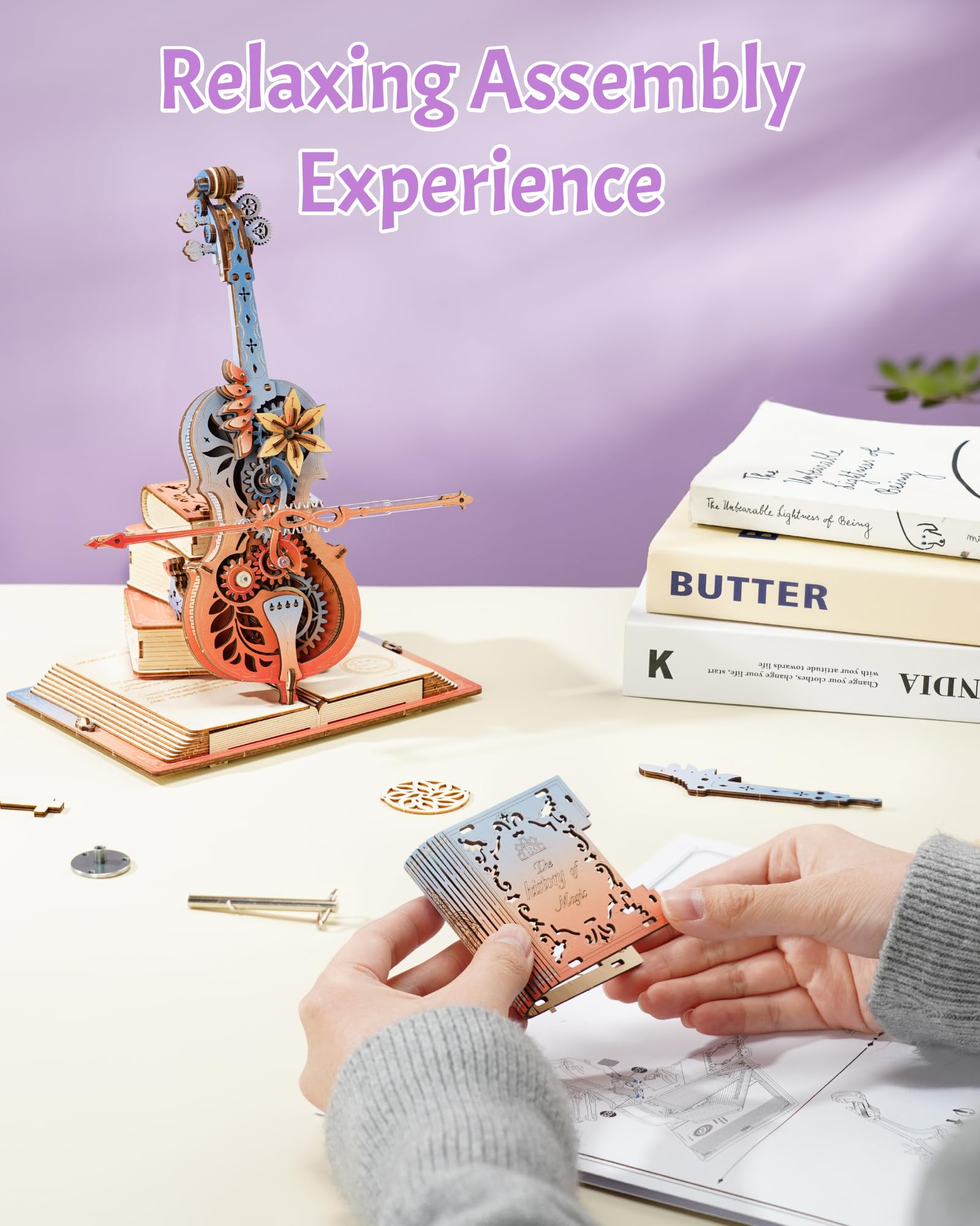 ROKR Drewniane modele puzzli 3D, zestawy dla dorosłych do budowania, drewniane modele, magiczna pozytywka, model mechaniczny, prezenty urodzinowe dla nastolatków i dorosłych (Symfonia wspaniałych snów