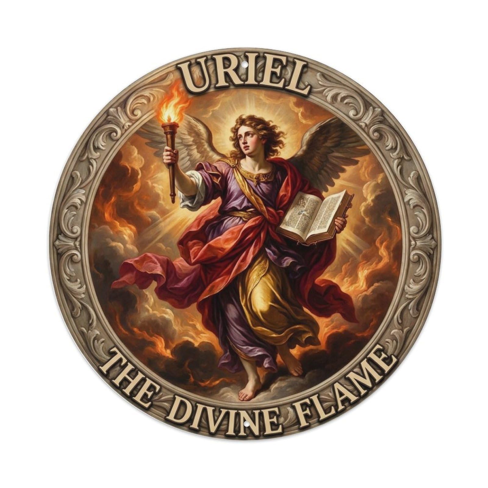 Archangel Uriel The Divine Flame Holy Fire Metal Tin Sign