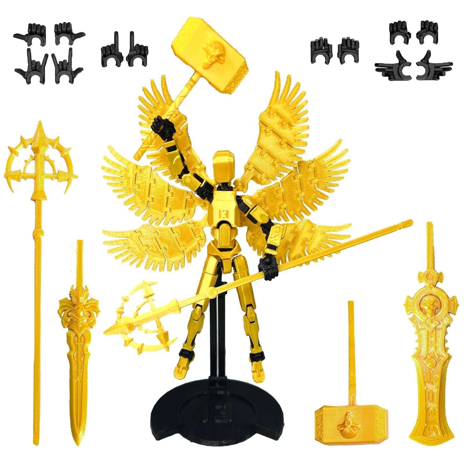 EDLMKM T13 Action Figure Set (Assembly Completed), T 13 3D Printed Model Figures, 3D Printed Multi-Jointed Movable Titan 13, Desktop Decorations for Game Lovers Toys, Gold