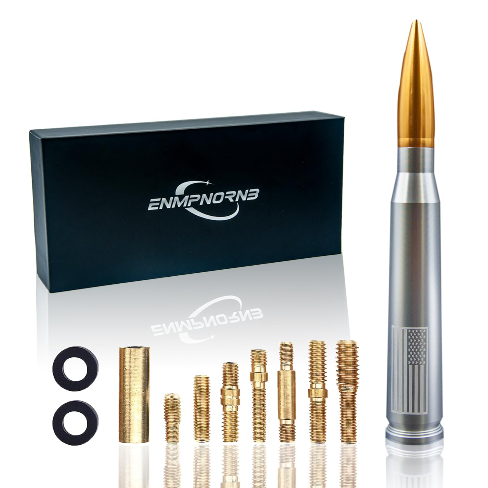 Enmpnornb 7.8inch Silver-Gold Bullet Antenna Replacement for Various car Models,Dodge, Chevrolet, Raptor Truck Antenna Accessories