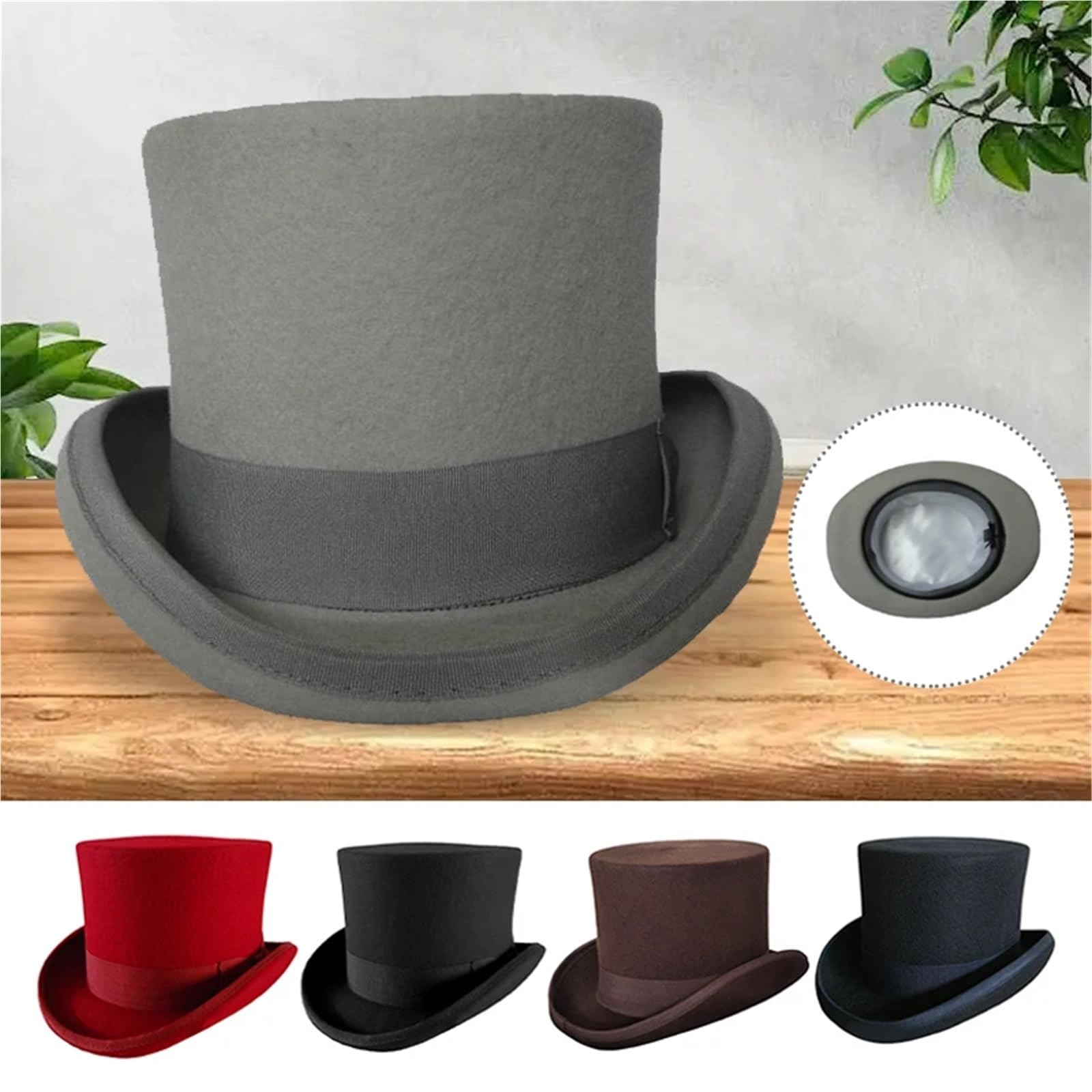 Sombrero de Copa Sombreros clásicos de fieltro lana gorra ecuestre sombrero mágico caballeros copa hombres mujeres vintage negro rojo para Una Gala