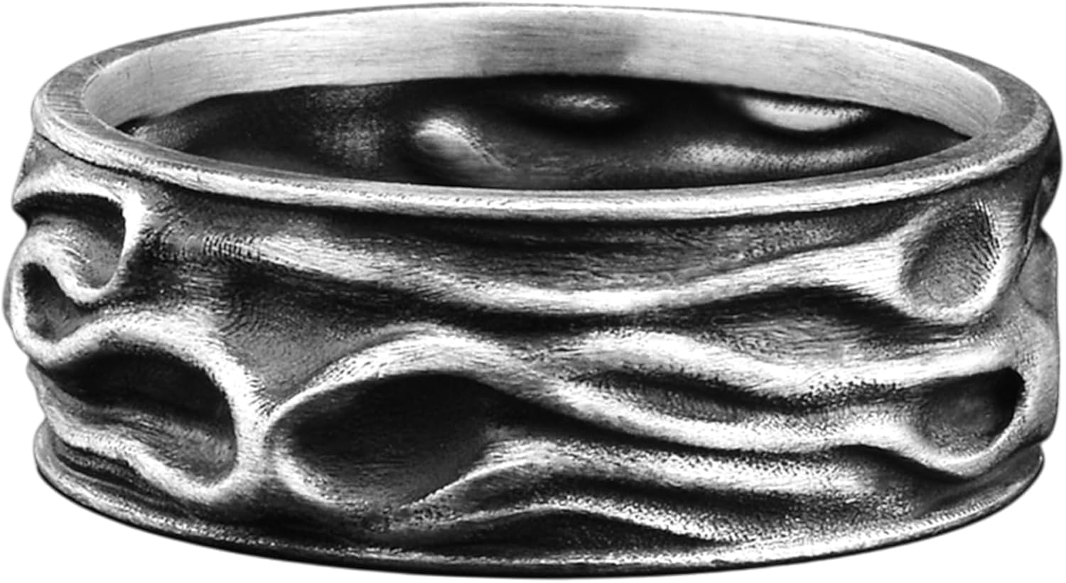 BySilverStone - Drapery Handmade Sterling Silver Men Band Ring, Wrinkled Wedding Bands, Dainty Ring, Engagement Jewelry, Memorial Gift Jewelry, Minimalist Rings