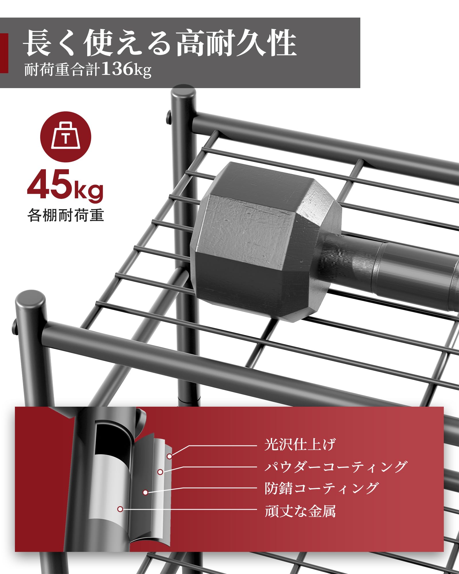 Amazon｜Sakugi ラック 3層 棚 防錆 アイアンラック 調整可能な