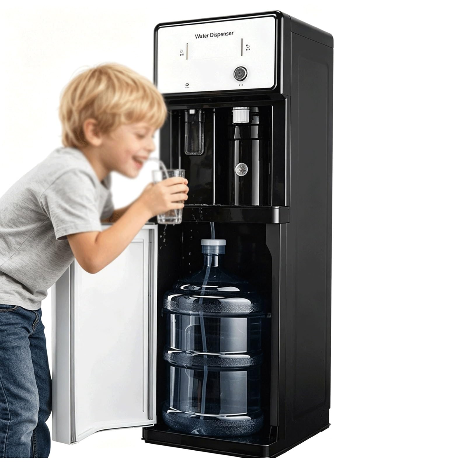 Distributore D'acqua con Caricamento Inferiore E 3 Impostazioni Di Temperatura,Refrigeratore Acqua Calda,Fredda E A Temperatura Ambiente Autonomo,Design Moderno Bianco E Nero per Casa,Cucina,Ufficio