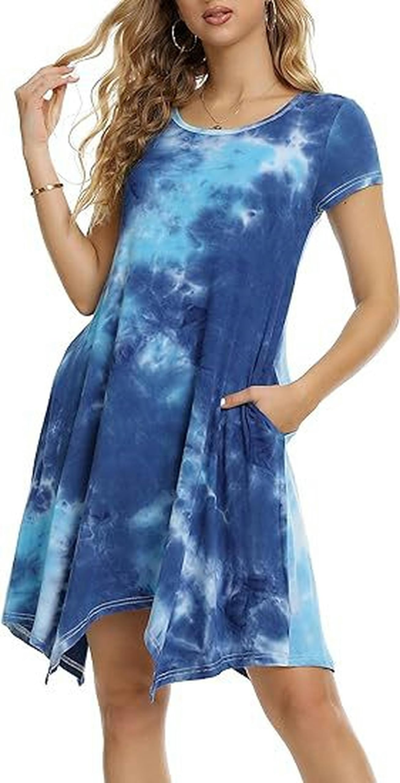 Robe pyjama col rond rayée bleu marine idéale pour vos moments cocooning