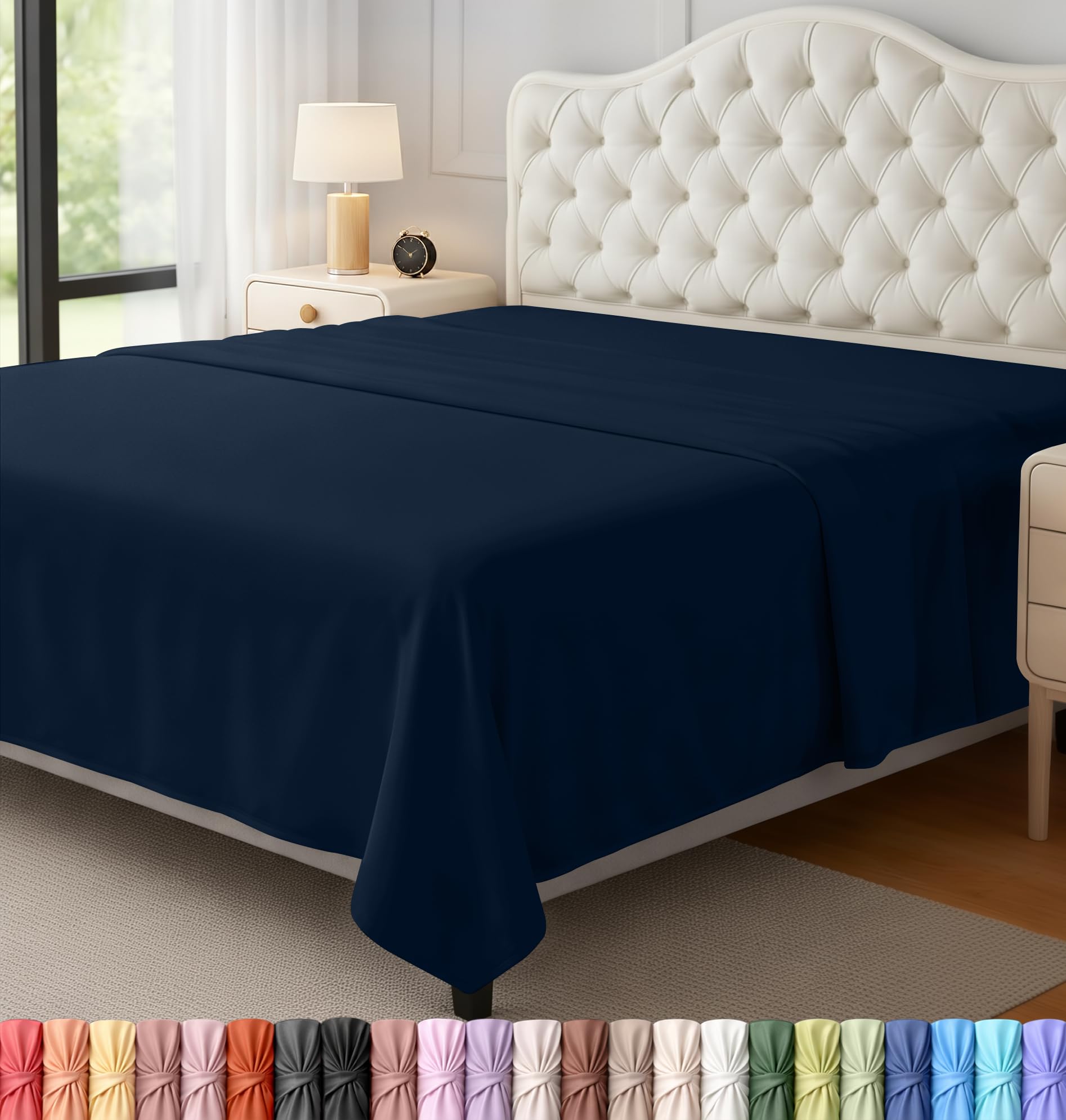 Utopia Bedding Flat Sheet - Soft Brushed Microfiber Fabric - Shrink & Color Resistant Top Sheet - Easy Care - 1 Flat Sheet Only (King, Navy Blue) โ image 1