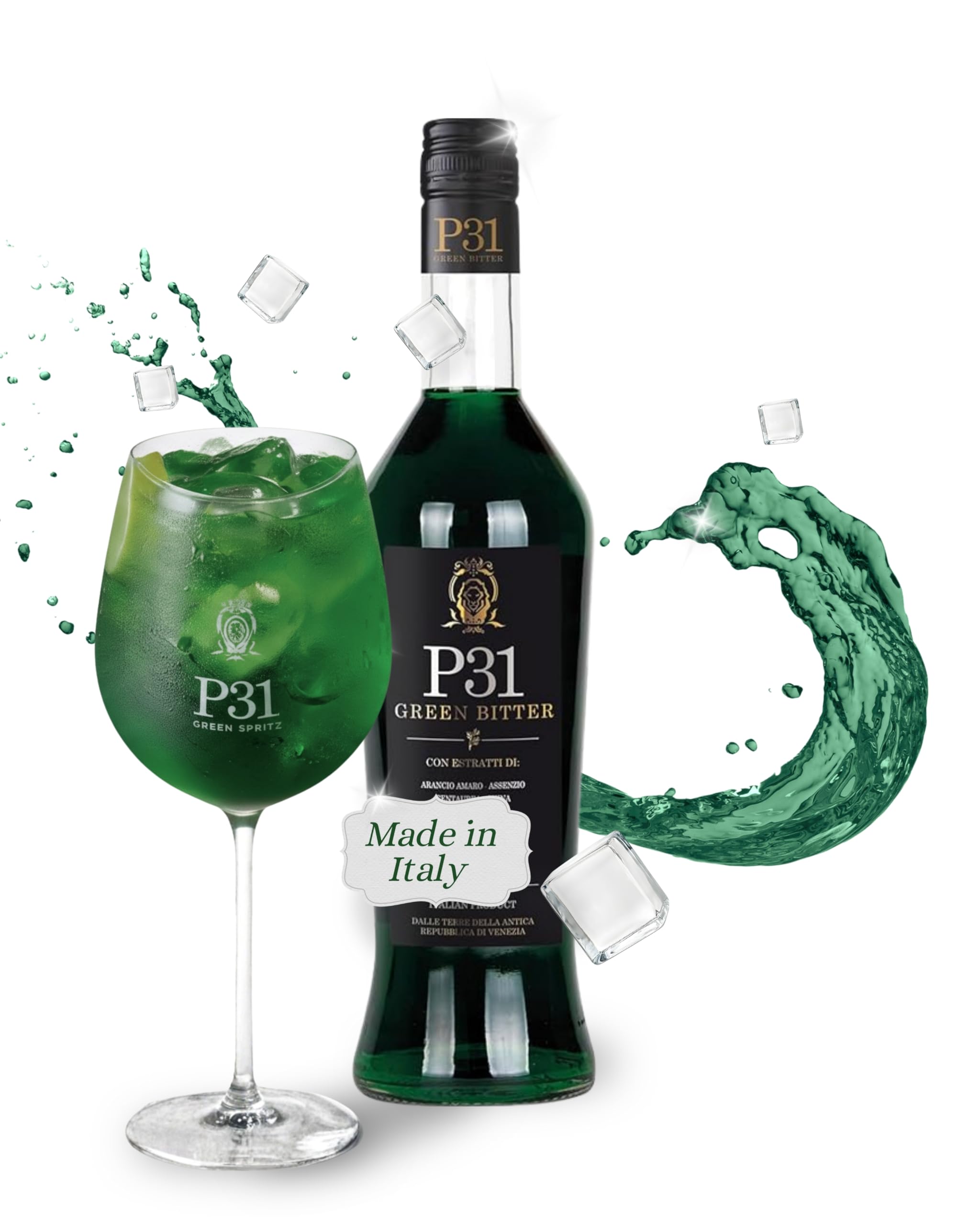 P31 Aperitivo Green I 11% Vol. Leichter Aperitif I 1.000 ml I 31 natürliche Kräuter  Essenzen I Präzise handwerkliche Verarbeitung I Elegantes Flaschendesign