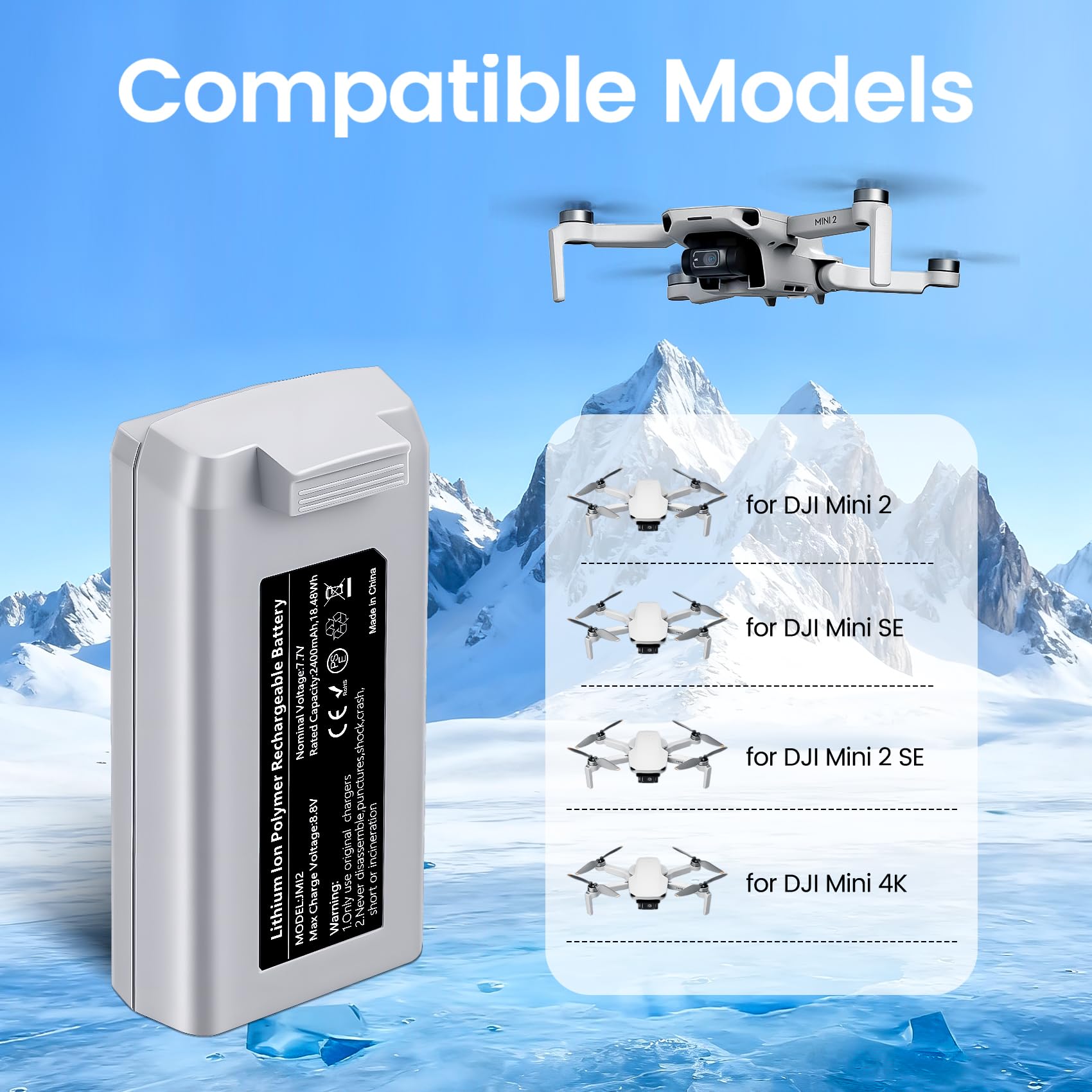 Paquete de 2 baterías de vuelo inteligente Mini 2 Series de 2400 mAh, 3 ranuras, concentrador de carga de doble dirección, compatible con drones DJI Mini 2/2 SE/SE/4K Series hasta 31 minutos