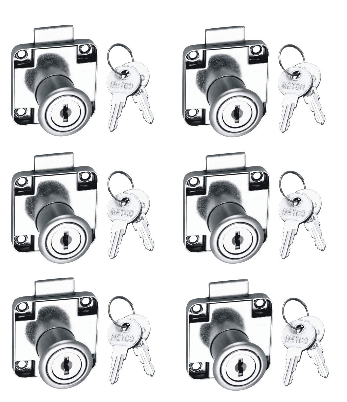 Met Craft MCAH-017-MM Metco Multipurpose Drawer Lock with 2 Reversible Key Pack of 6pc (Silver, Chrome Finish)-image-7