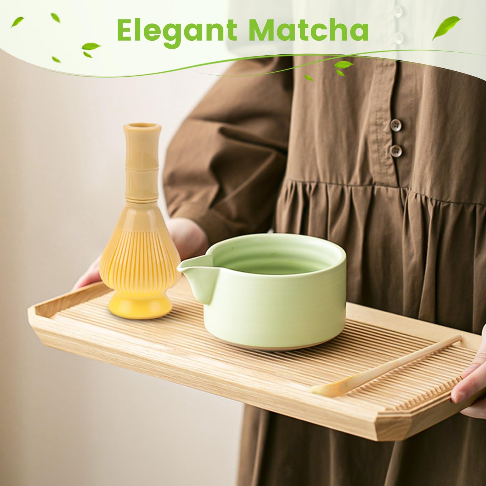 Matcha Set Mit Besen (Chasen) & 2 Löffeln – 3-teiliges Starter-Set Für Matcha-Tee, Aus PP & Edelstahl
