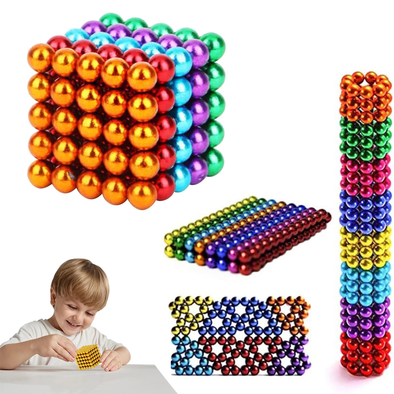 HMifjUM Magnetic Balls Fidget Toys for Adults & Teens - Textured Silicone Stress Relief Toy for for Fingers Hands, Silicone Textures Gadgets Office Desk Toy,Travel Toy (5 colors,125PCS)