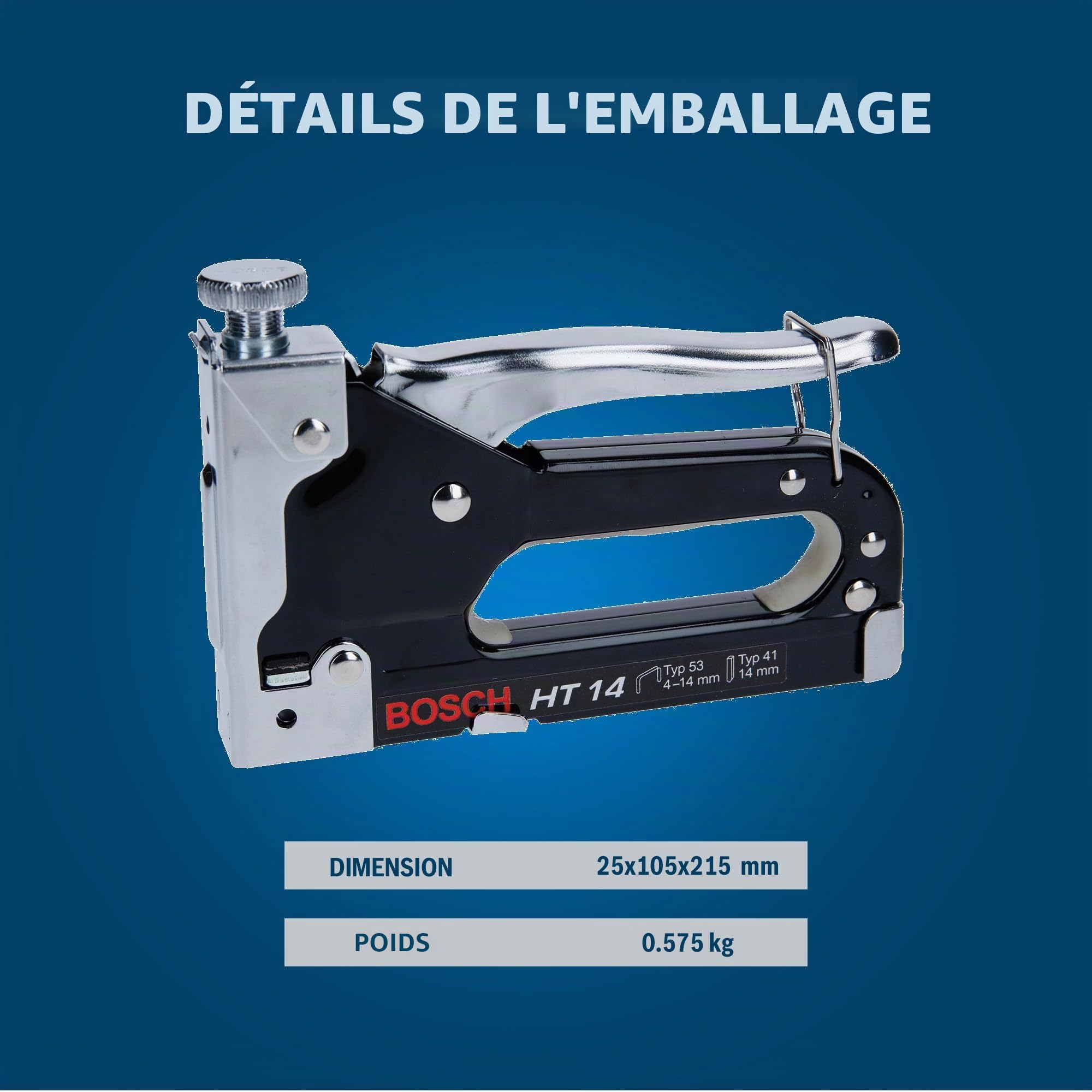 Bosch Accessories Agrafeuse manuelle HT 14 (bois, agrafes de type 53) Gris