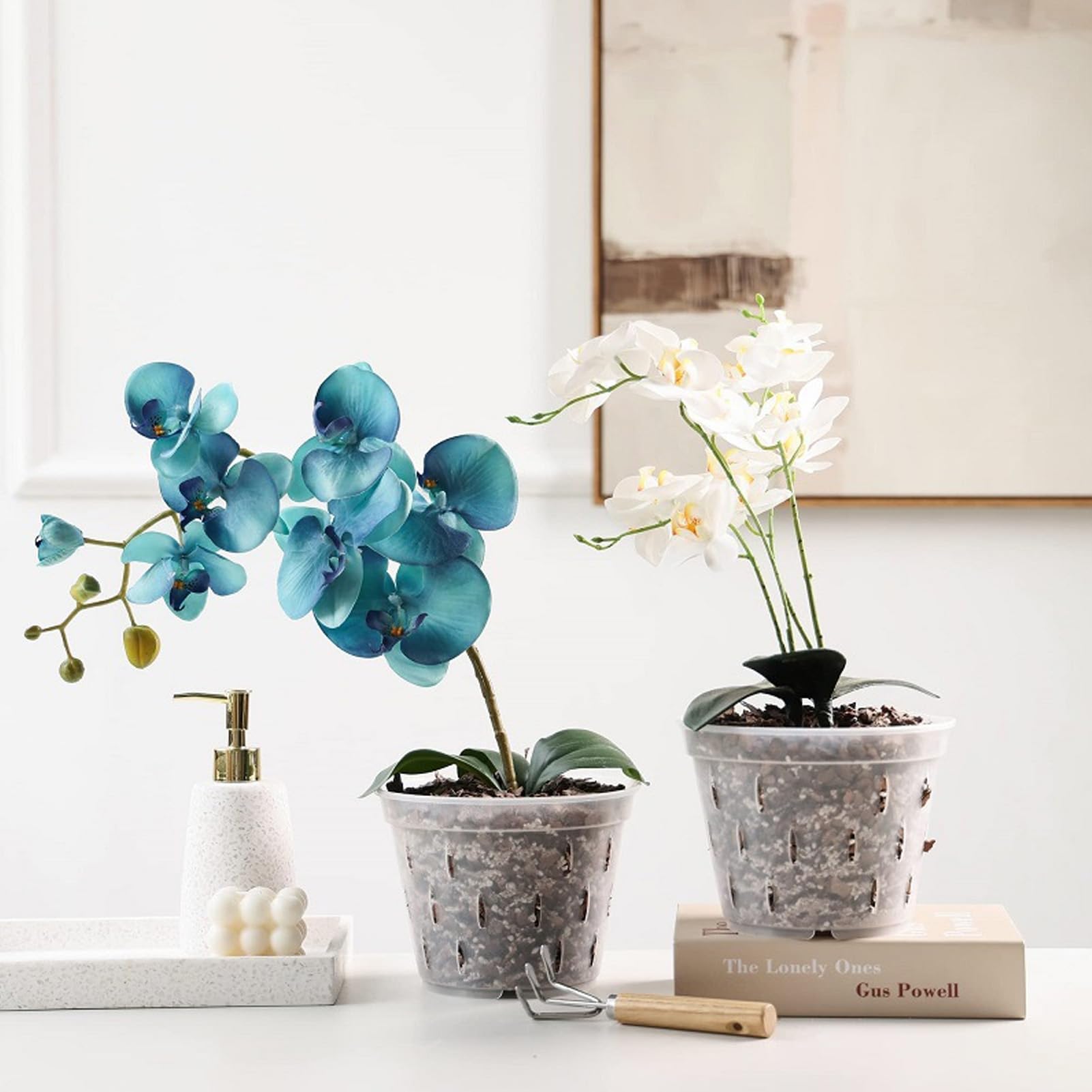 TOPINCN Maceta de Flores de Orquídea de Plástico, Maceta Transparente con Agujeros de Drenaje de Orquídea Transpirable Maceta de Plantación de Orquídea Transparente con Platillos para