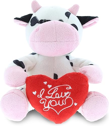 DolliBu Vaca de peluche con texto en inglés "I Love You", bonito regalo para el día de San Valentín, cumpleaños, aniversario, cita romántica, 6