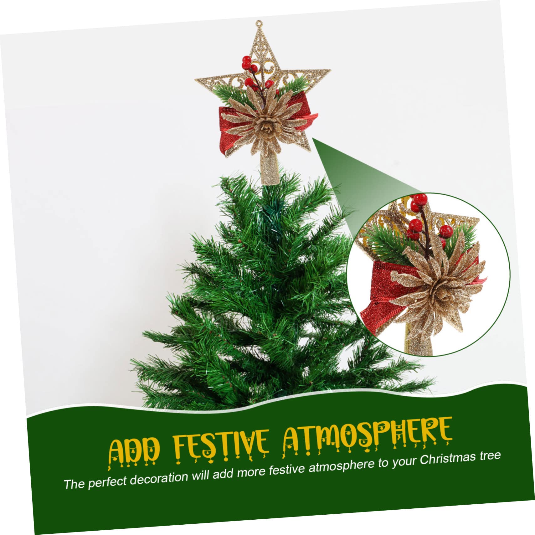 3 Stücke Galvanisierte Weihnachtsbaumspitze 5-zackiges Ornament Weihnachtsbaum Stern Für Dekorative Versorgung Zu Hause