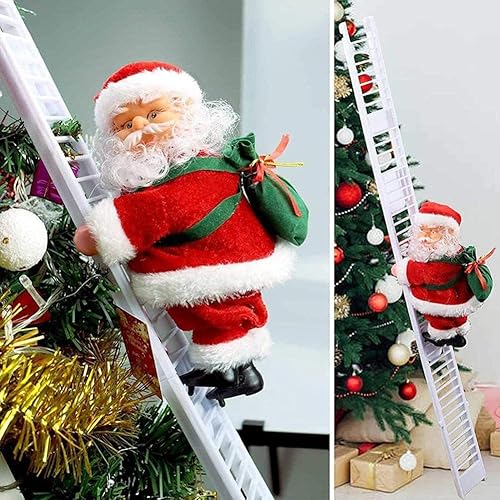 PENINSULA LOVE Electric Santa Climbing Ladder Santa on Ladder Climbing