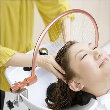Water Circulation Head Spa Frame, Spa Basin Faucet, Head Therapy Device for Salon Waterfall Shampoo Bed Massage Accessories, 180 Arc Design, 21 Water Outlet Holes, for Salon Equipment,EUplug