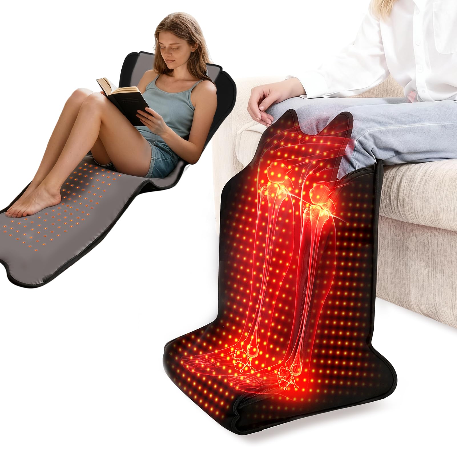 Photo 1 of Red Light Therapy for Legs & Feet, Infrared LED Leg Wrap with 660nm Red & 850nm Near Infrared Light for Muscle Recovery, Relaxation & Circulation, 5 Modes & Timer Settings