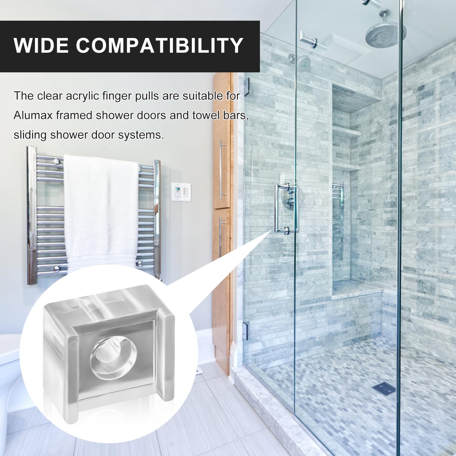 PalpitateC Lot De 2 Poignées De Porte De Douche Coulissantes En Acrylique Transparent