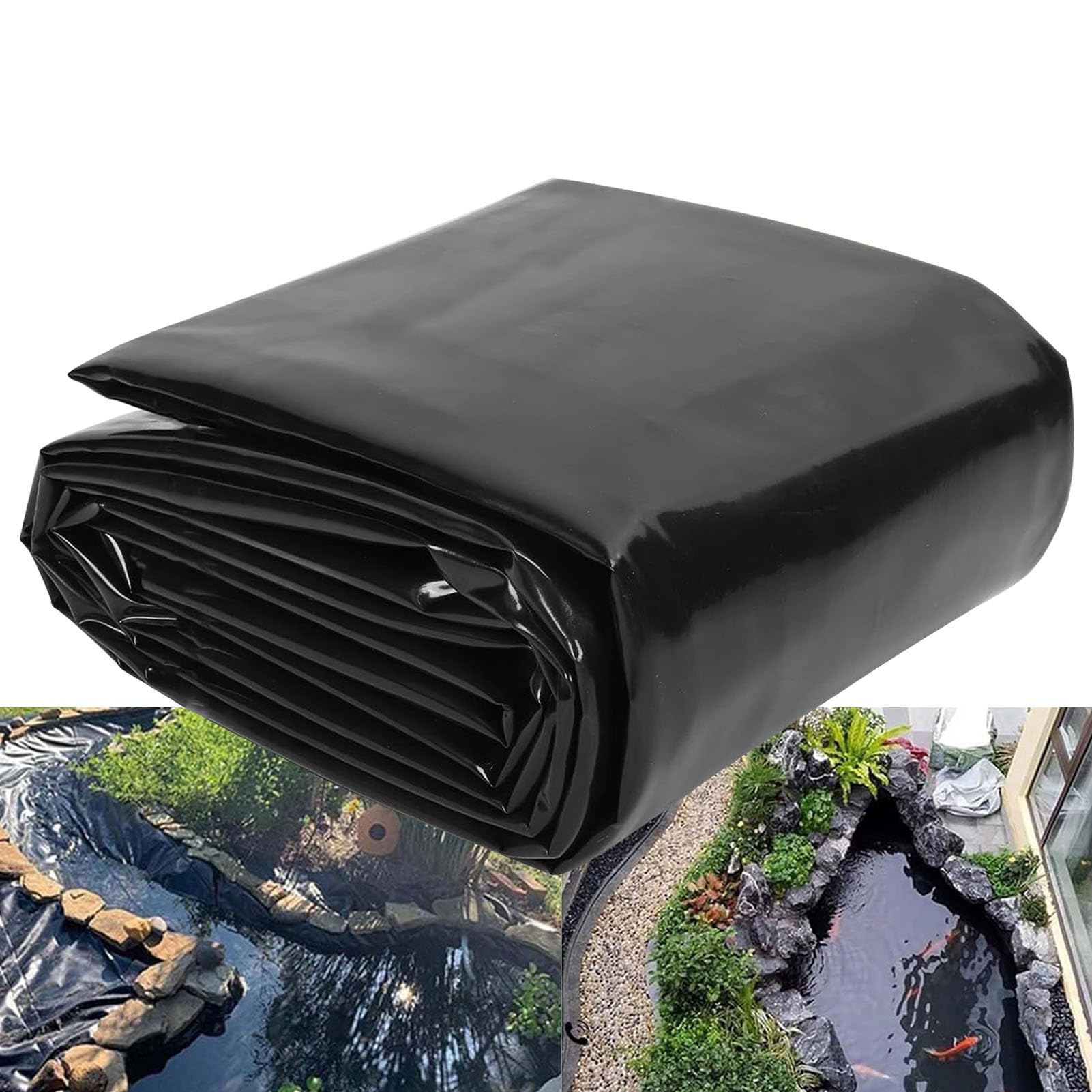 Grande rivestimento per laghetto da 4 x 6 m fino a 10 x 15 m, membrana in gomma a prova di perdite, spessore 0,12 mm, per laghetti naturali e paesaggi acquatici, per pesci e piante