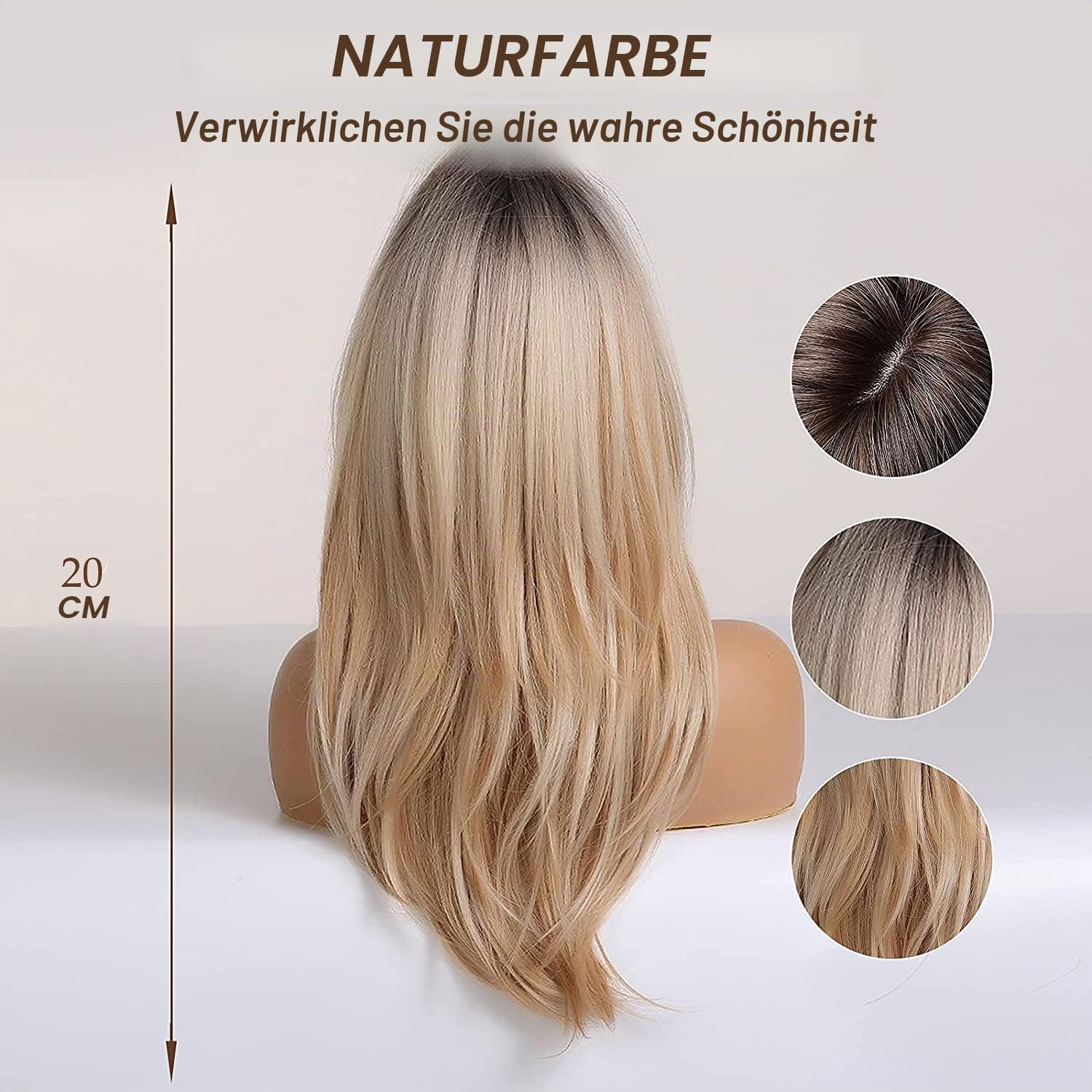Esmee 20 Zoll Lange Gerade Blonde Geschichtete Synthetische Haar Perücken für Frauen mit Dunklen Wurzeln für Den Täglichen Gebrauch Party