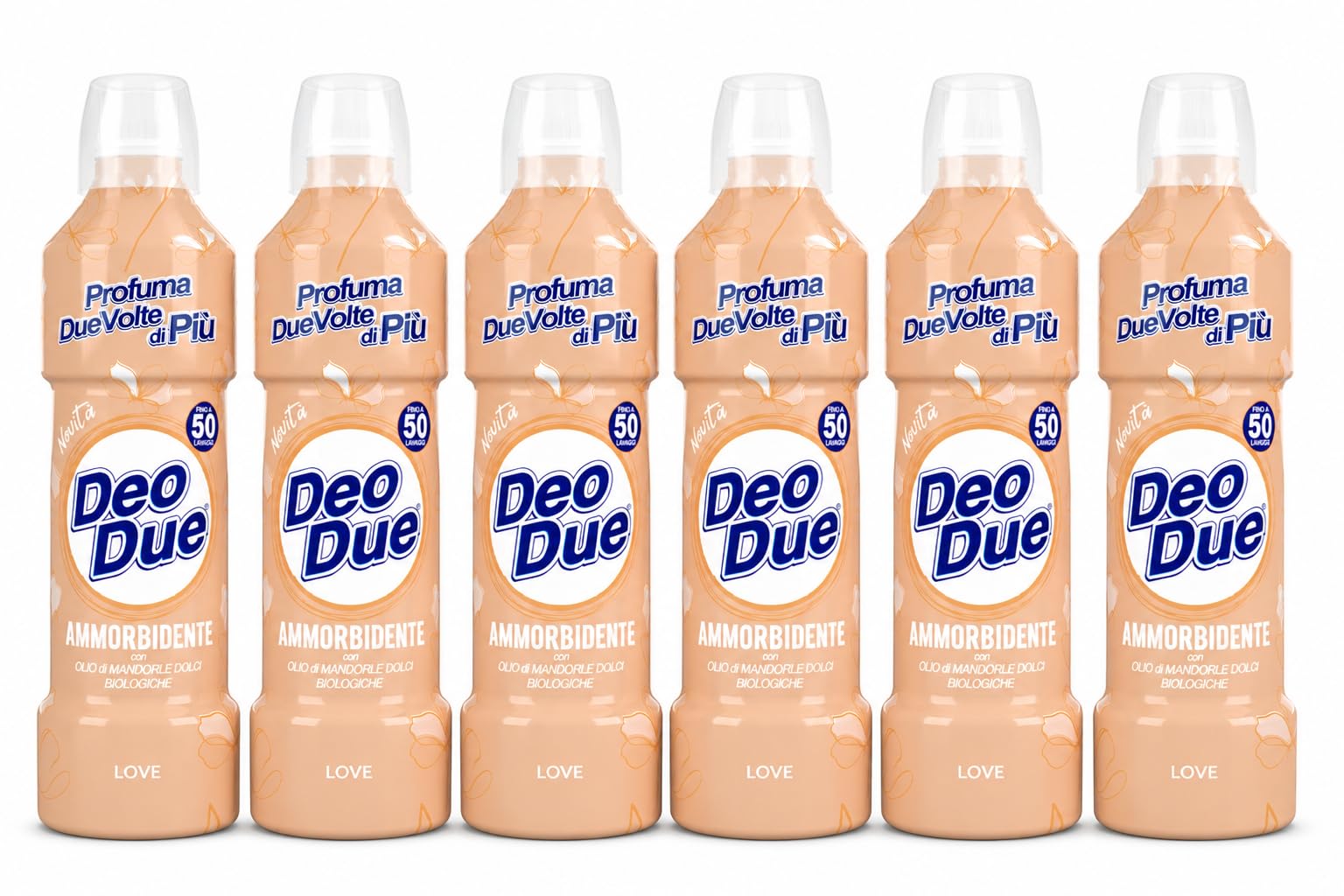Ammorbidente Concentrato Love 6 Unita da 1L – Profumo Intenso e Duraturo, con Olio di Mandorle Dolci Biologiche, Fino a 50 Lavaggi, Biancheria Morbida e Fresca, Profuma Bucato a Lungo